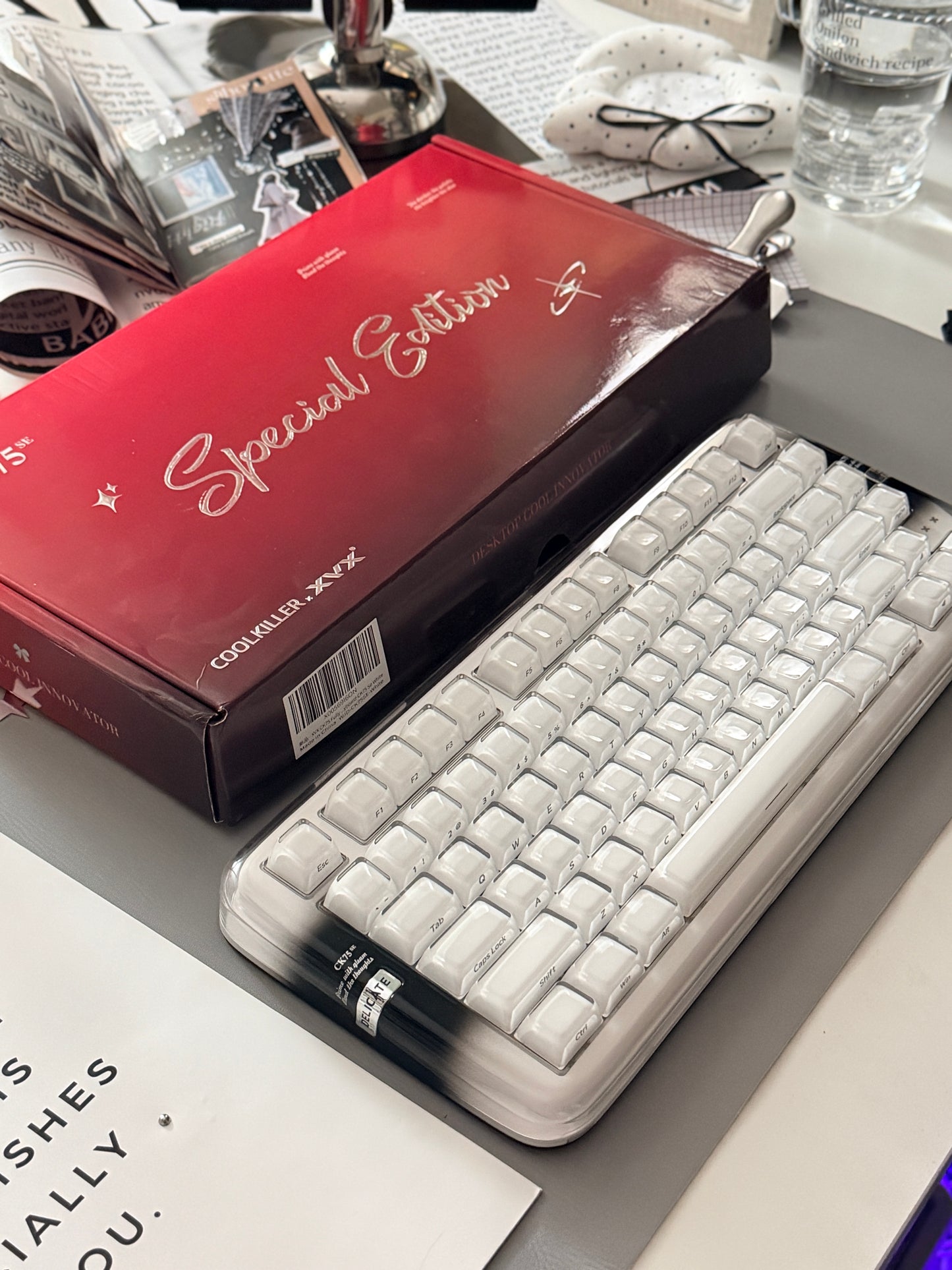 Unboxing Clearance ONLY 1 Instock XVX x CoolKiller CK75 SE Wireless Mechanical Keyboard Smokey White