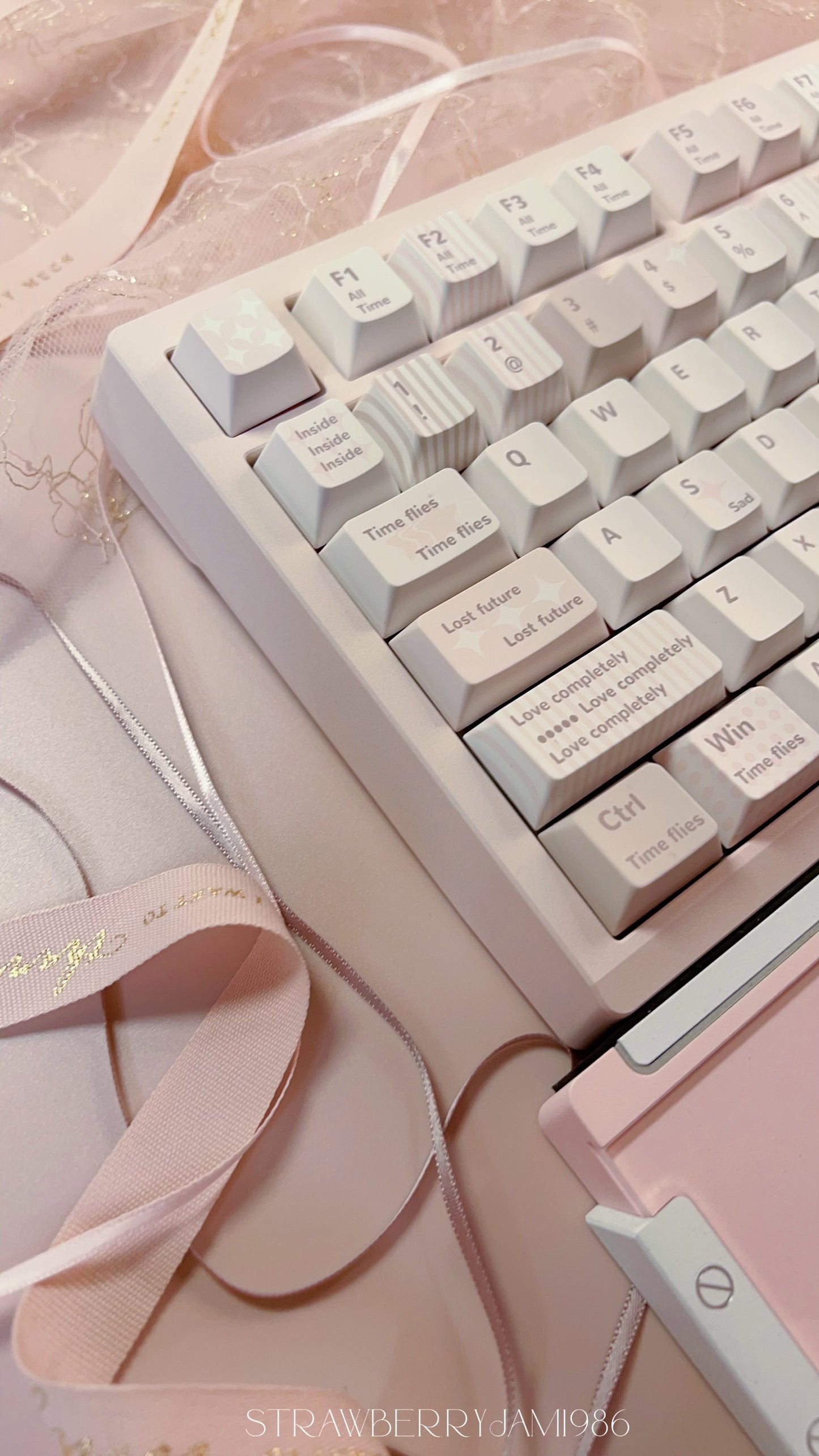 115 Pastel Dusty Pale Pink Stripes Unexpectation Keycap Set Cherry Profile