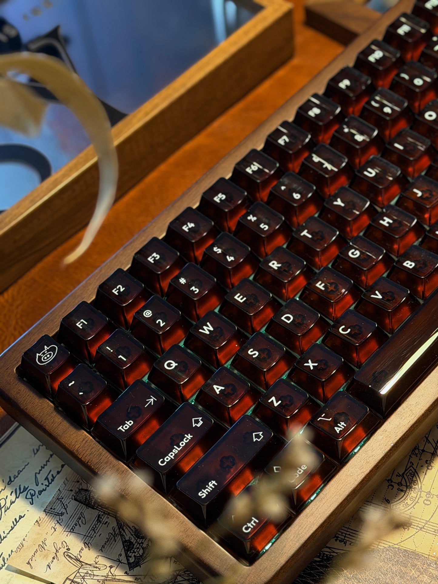Unboxing Clearance ONLY 1 Instock WOMIER WD75 WIRELESS WOODEN KEYBOARD ➕ lelelab Lele Gems Crystal Keycaps