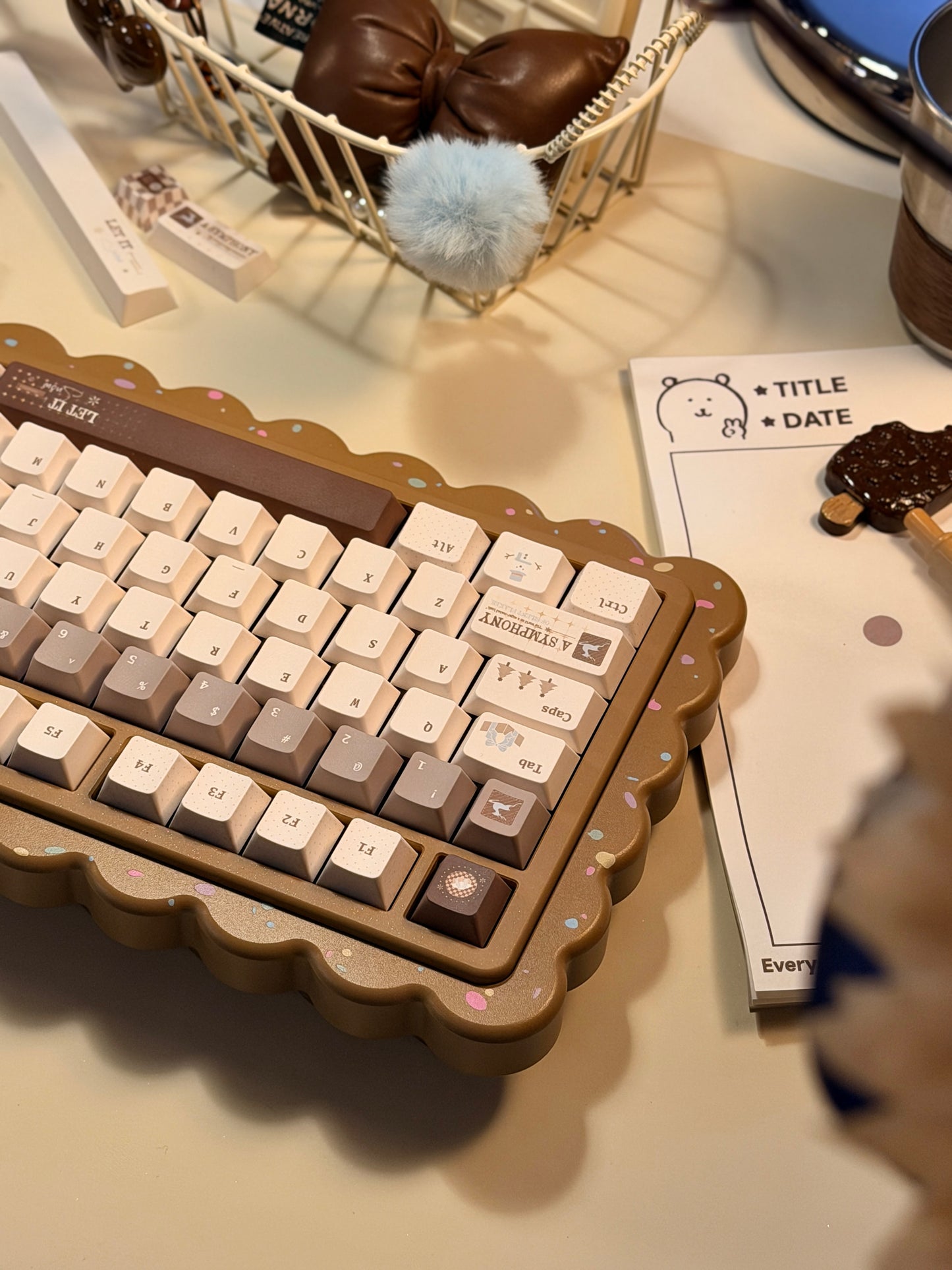 ONLY 1 Instock Prebuilt Aluminum Customized Mechanical Keyboard Cookies75 Brown Sugar Set