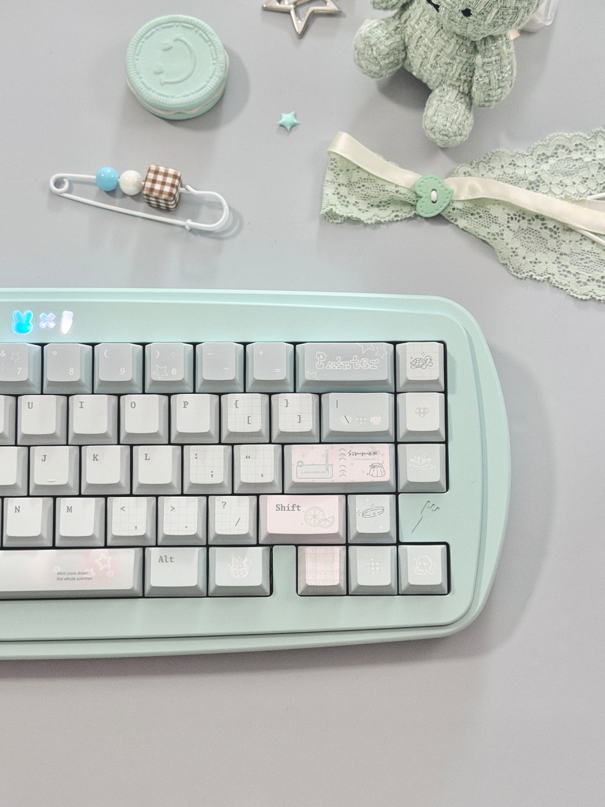 #0305 Ice Mint Jelly Keycaps | Pastel Blue Mint Mechanical Keyboard Keycaps