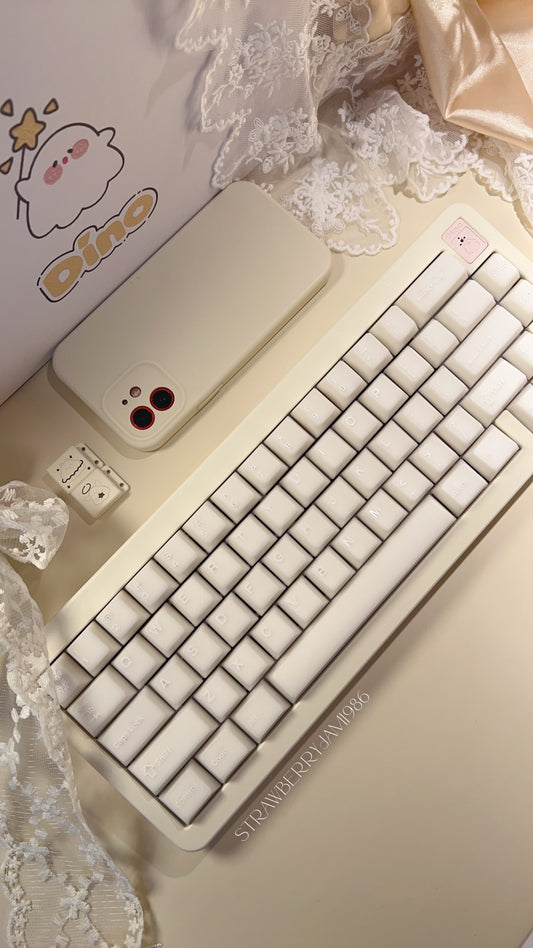 081 Vanilla Frosted Ice Cream Texture Semi-transparent 114-key Milky White Minimalist Keycap