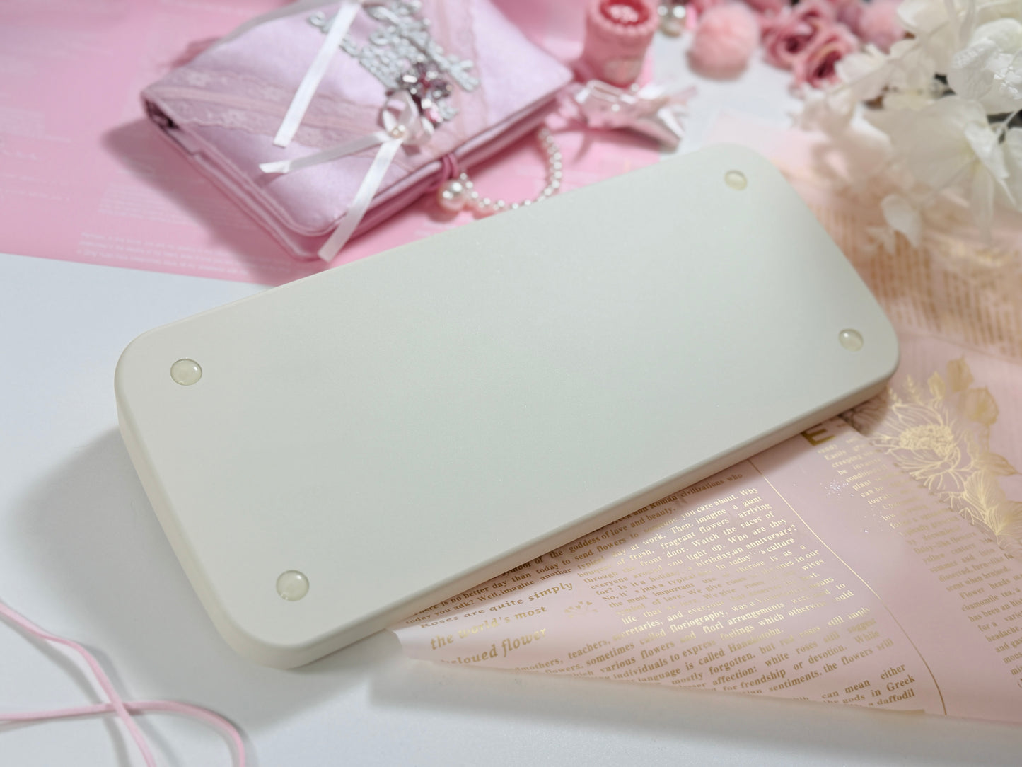 ONLY 1 Instock Prebuilt Aluminum Customized Mechanical Keyboard Rollo75 Pale Pink Cerakey Matte Keycaps Set