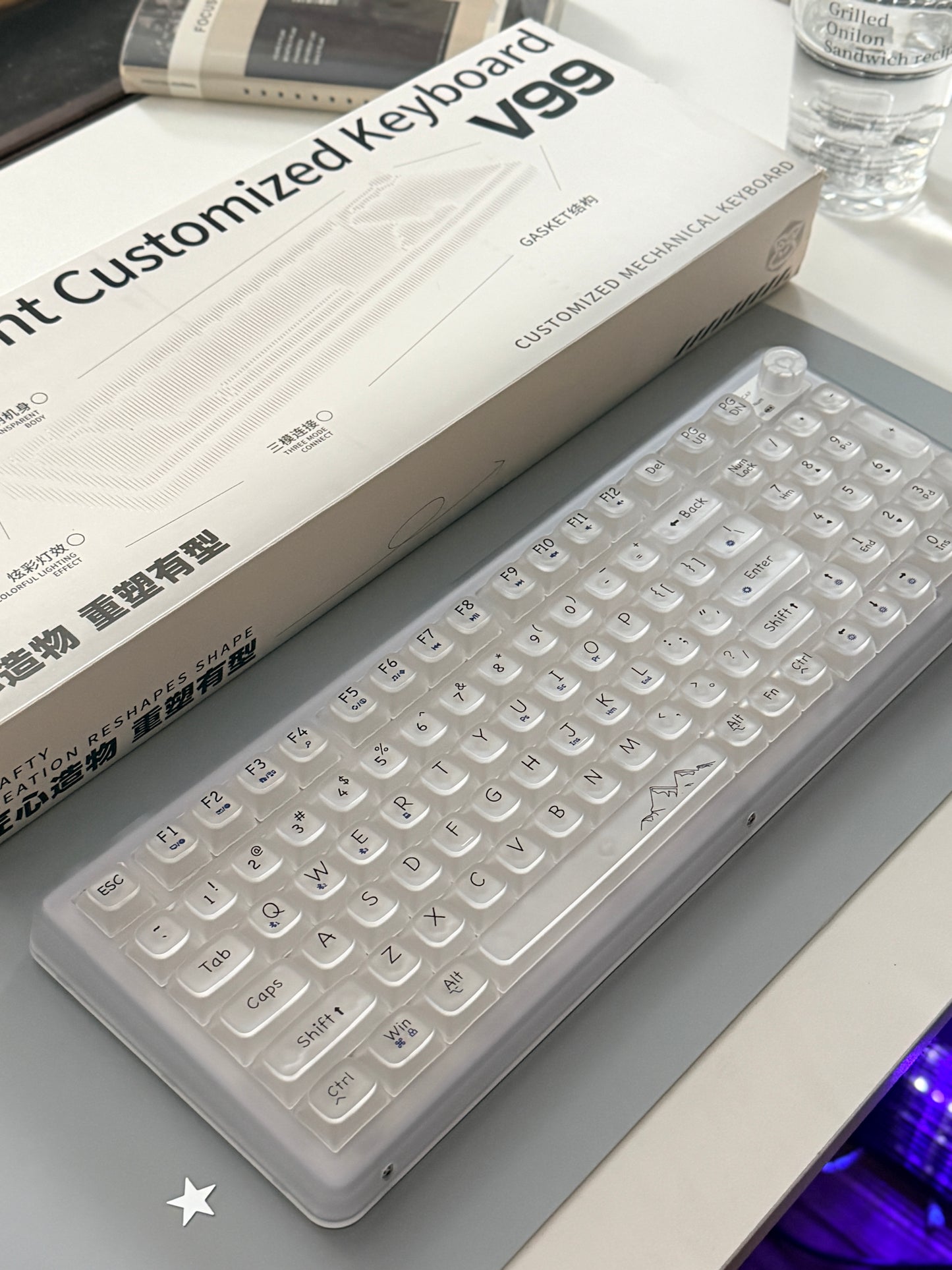 EWEADN V99 Wireless Transparent Mechanical Gaming Keyboard with RGB Backlight