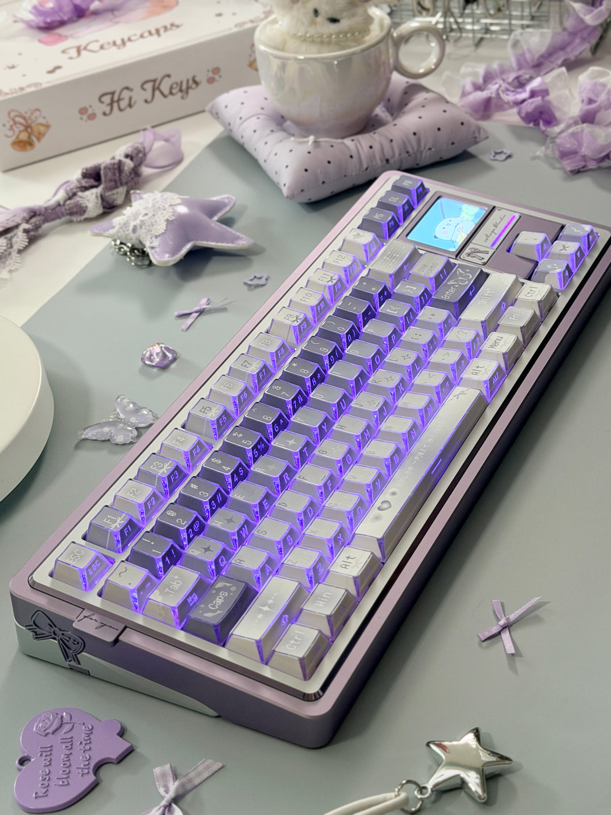 #0304 Lavender Butterfly Dream Keycaps | Pastel Blue Purple Fairycore Mechanical Keyboard Keycaps