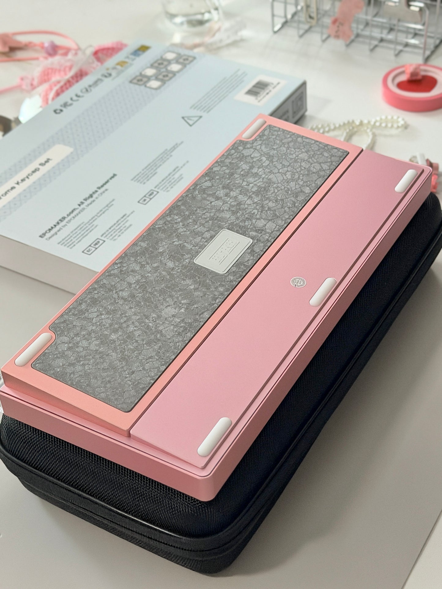 ONLY 1 Unboxing Clearance Anodized Pink GLOW75 DIY Kit &DuoChrome Keycaps & Silent Linear Switches