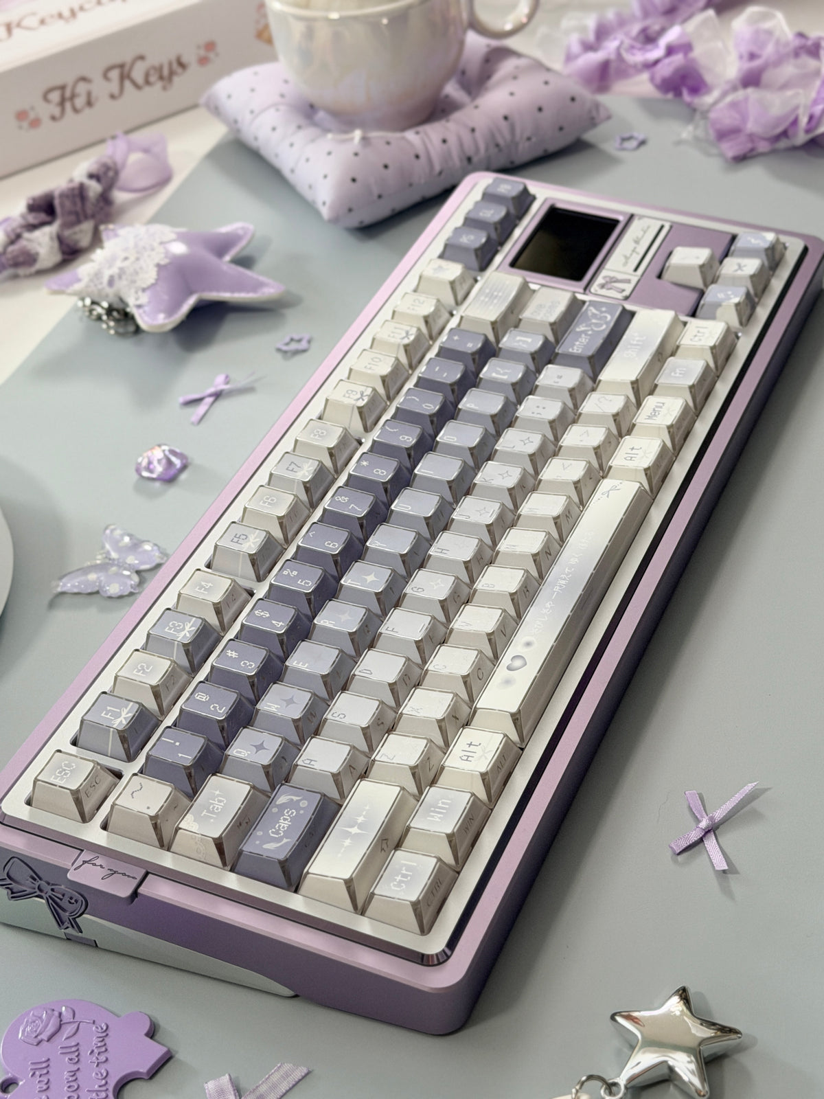 #0304 Lavender Butterfly Dream Keycaps | Pastel Blue Purple Fairycore Mechanical Keyboard Keycaps