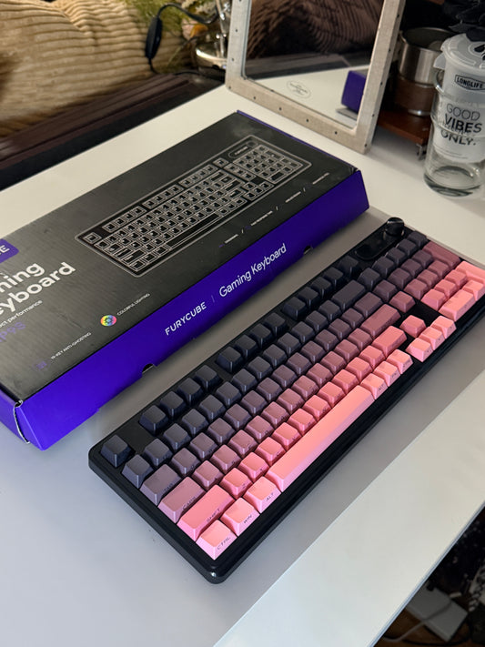 Unboxing Clearance ONLY 1 Instock FURYCUBE IP98 Black Pink Silent Membrane Keyboard