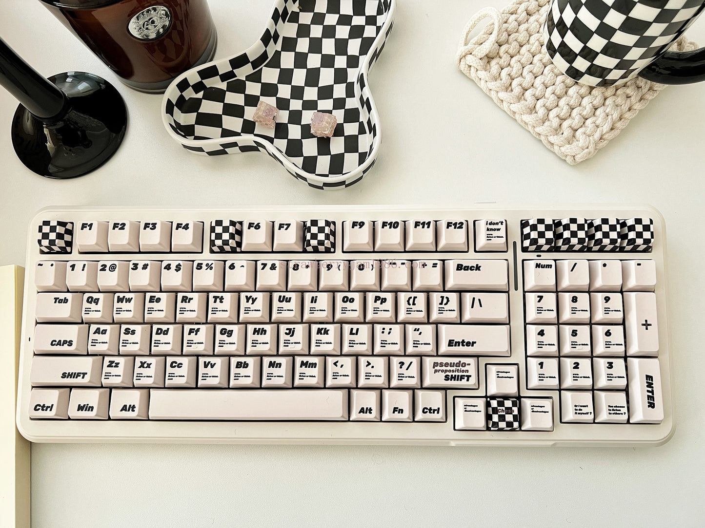 020 Black and White Pseudo Proposition Checkerboard Cherry Profile Keycaps Customized Designer Keycaps