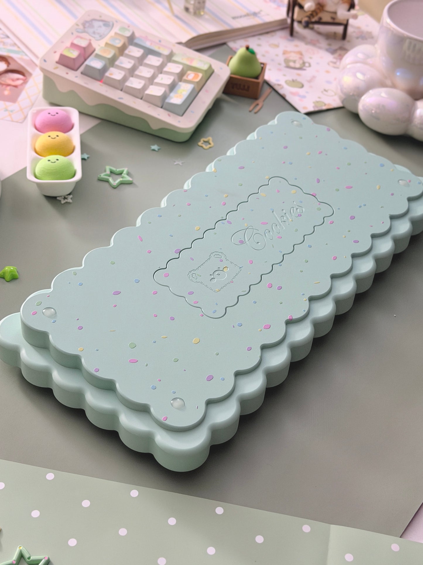 ONLY 1 Instock Prebuilt Aluminum Customized Mechanical Keyboard Cookies75 Mint Sugar Set & Cake Pad