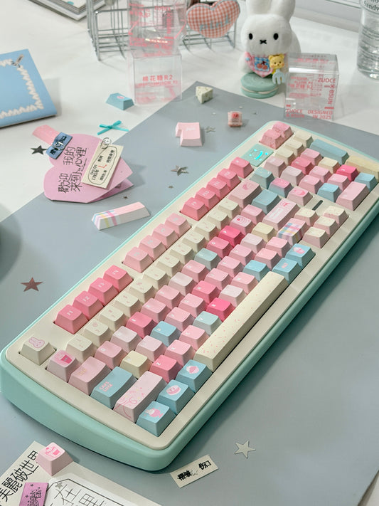 Preorder Prebuilt Aluminum Custom Mechanical Keyboard Dino98 Mint Cream Set