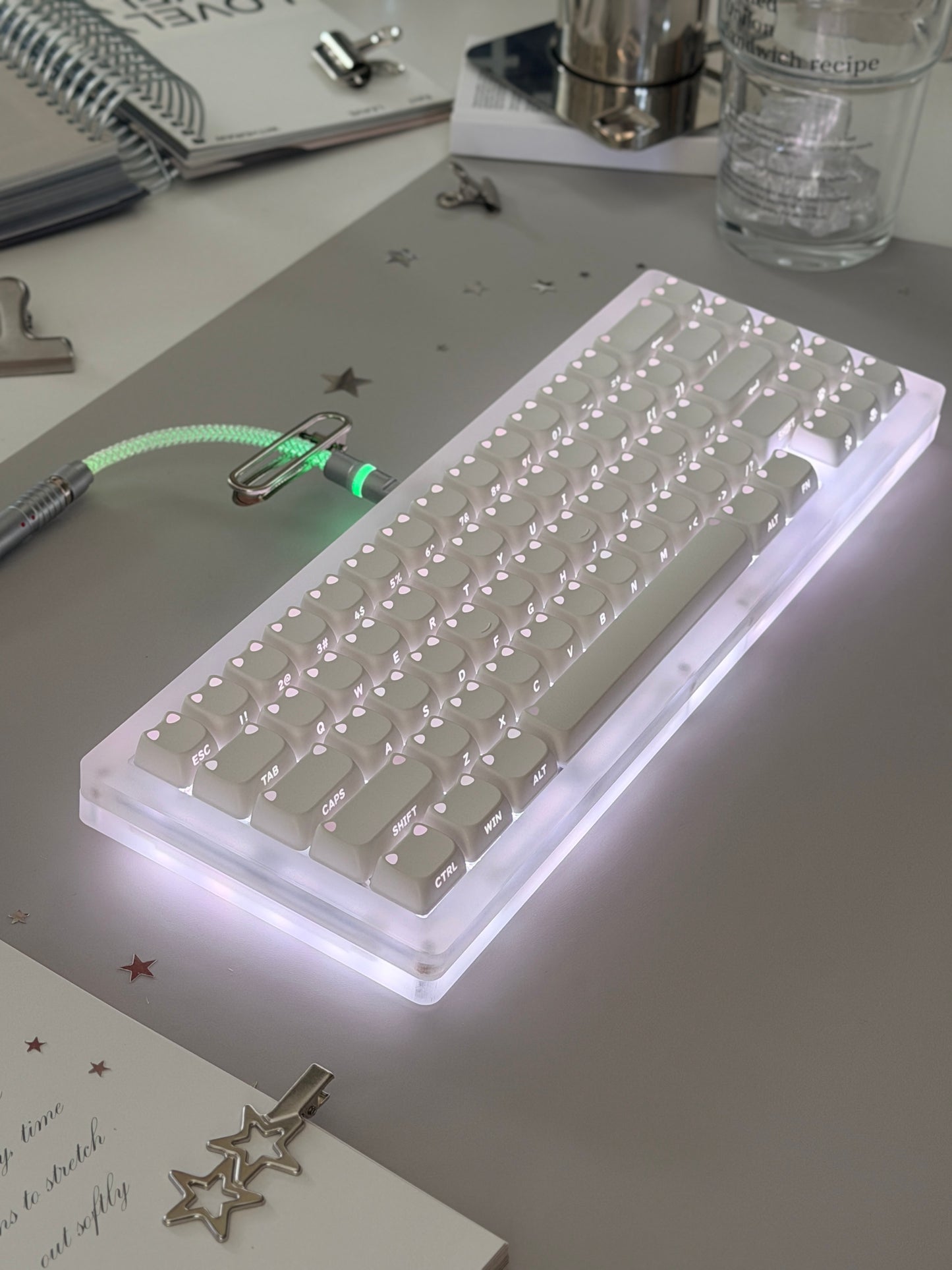 ONLY 1 Instock Prebuilt Matt acrylic Custom Mechanical Keyboard SET with RGB Backlit