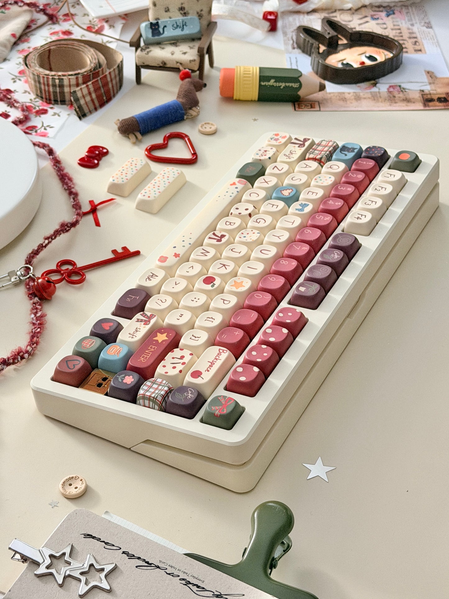 ONLY 1 Instock Prebuilt Aluminum Custom Mechanical Keyboard Buff75 R2 Cream Set