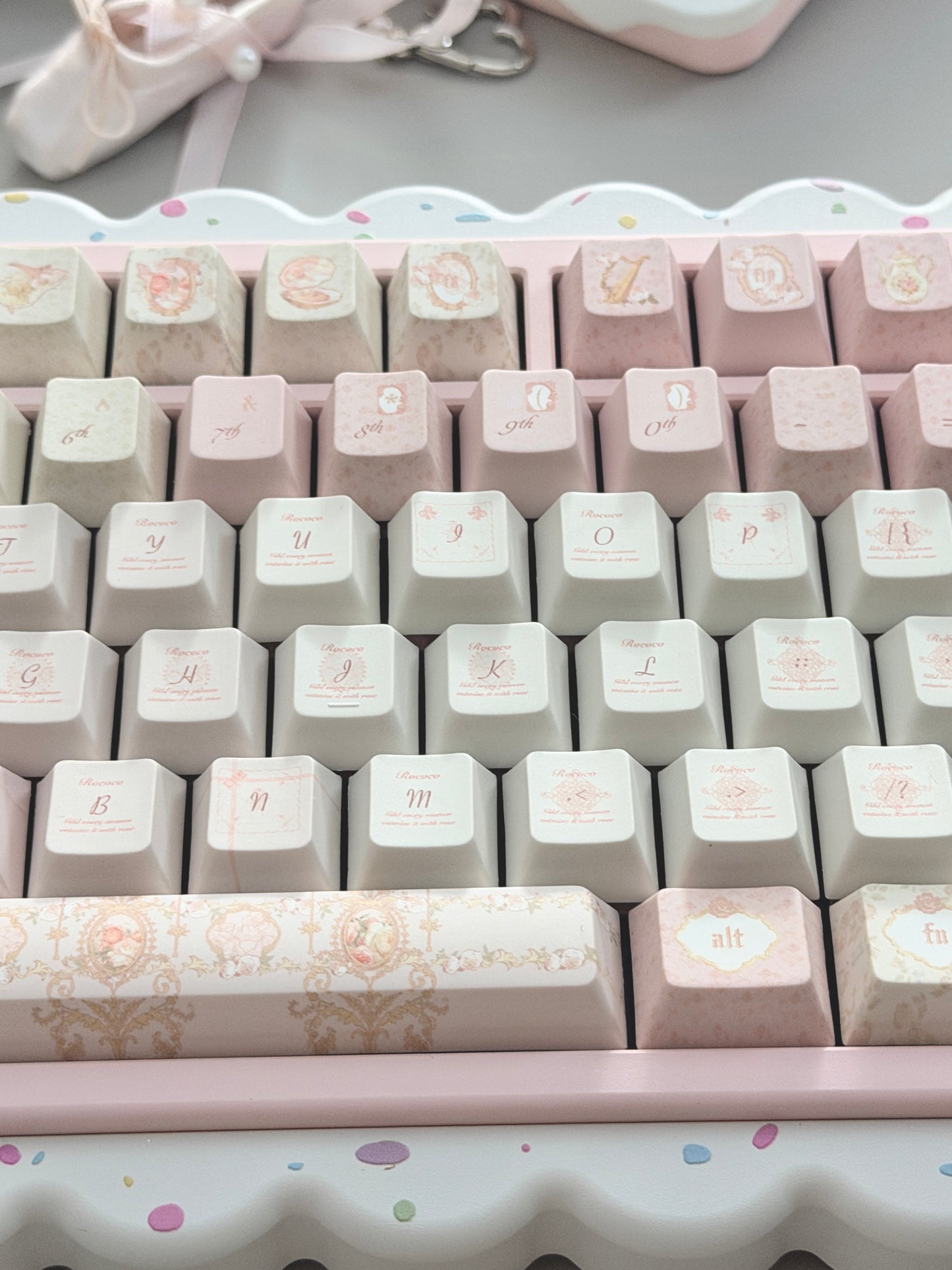 ONLY 1 Instock Prebuilt Aluminum Customized Mechanical Keyboard Cookies75 Pink Sugar Set & Cake Pad