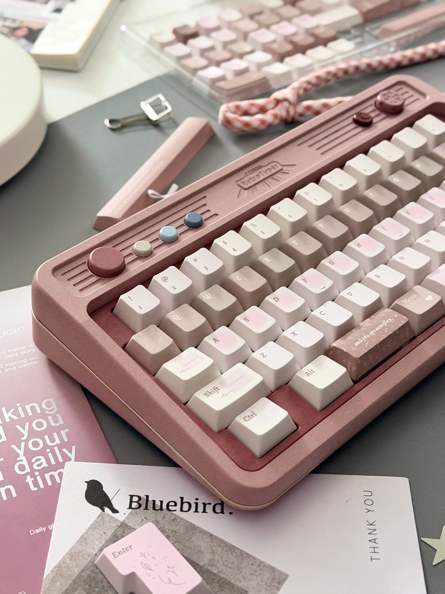 ONLY 1 Instock Prebuilt Aluminum Custom Mechanical Keyboard RT50 Dusty Rose Pink Set