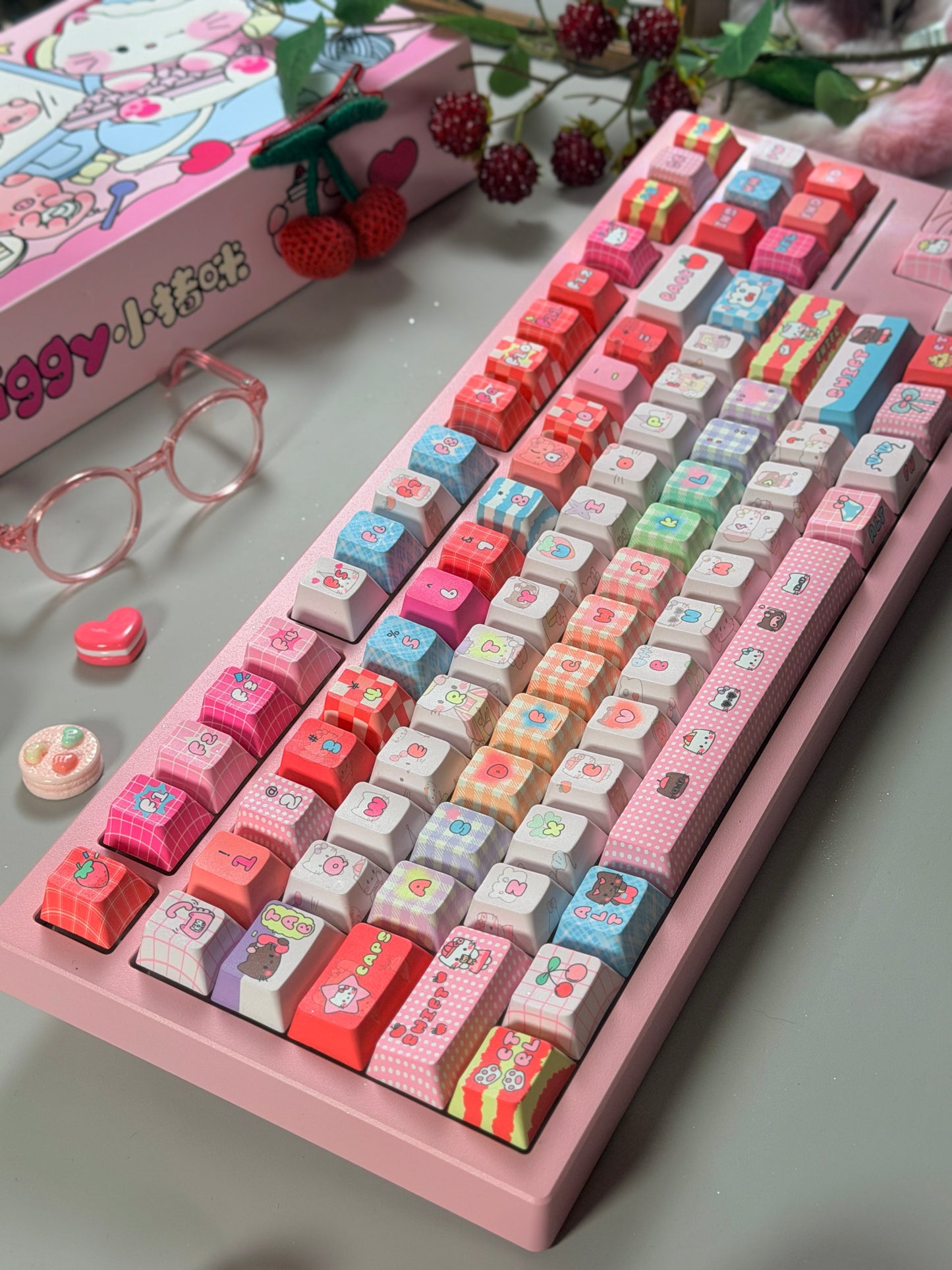 Unboxing Clearance ONLY 1 Instock Prebuilt Galaxy80 Pink Aluminum Customized Mechanical Keyboard + Kitty keycap Set