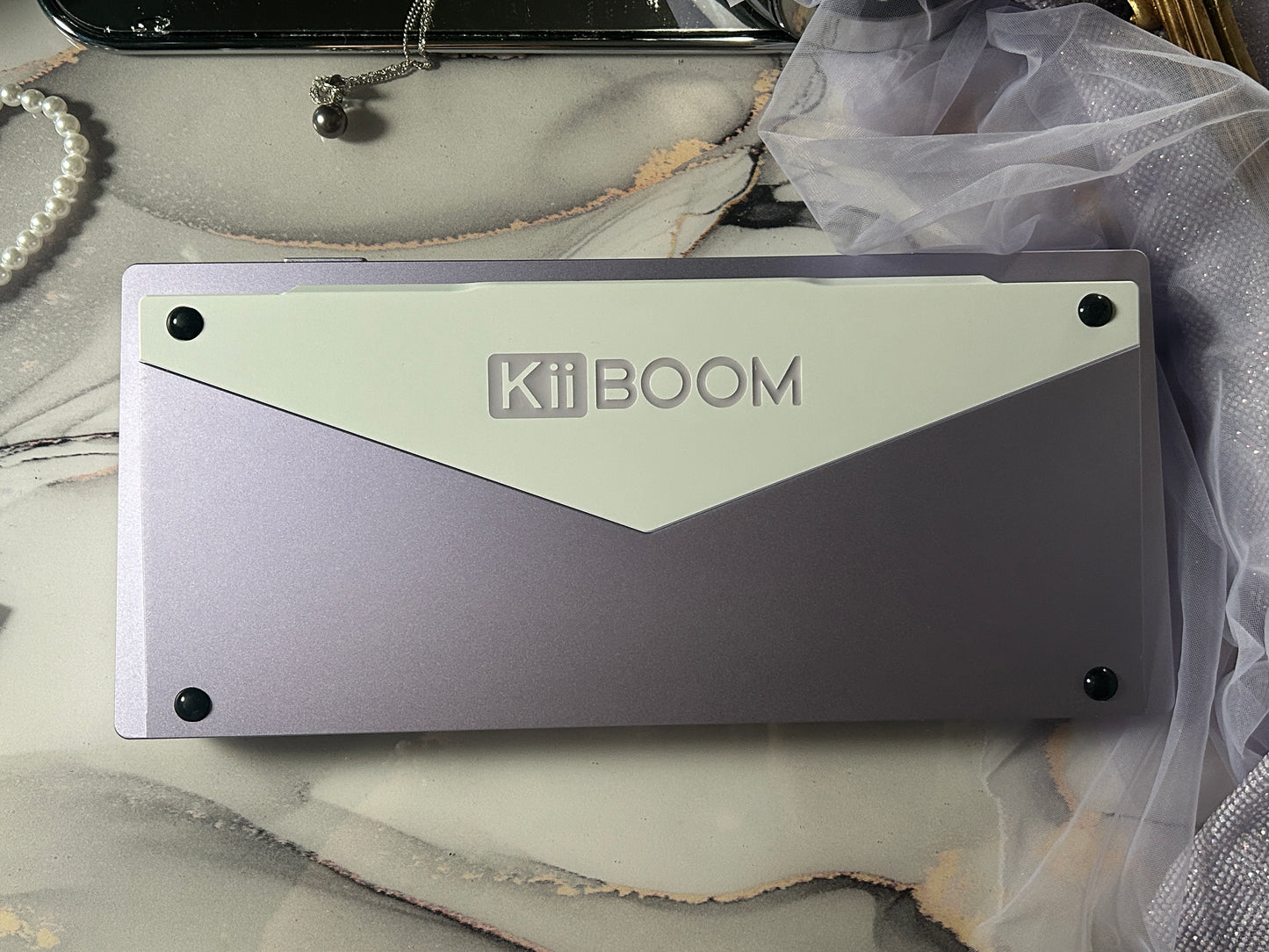 ONLY 1 Instock Prebuilt Aluminum Customized Mechanical Keyboard Silver Purple KiiBOOM Moonshadow kit With Ceramic Keycaps