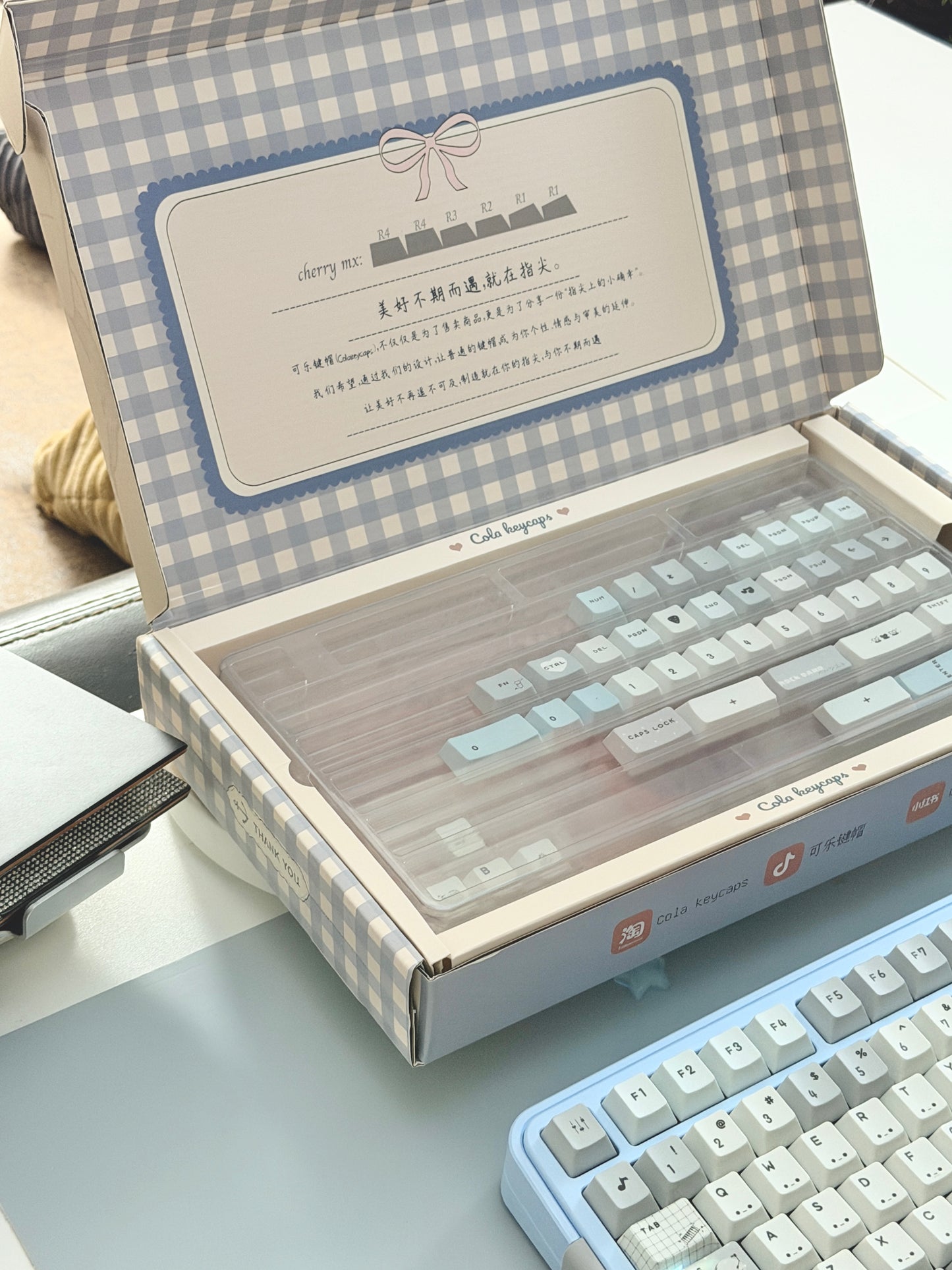ONLY 1 Instock Prebuilt Aluminum Custom Mechanical Keyboard Bread80 Wireless Pale Blue Set