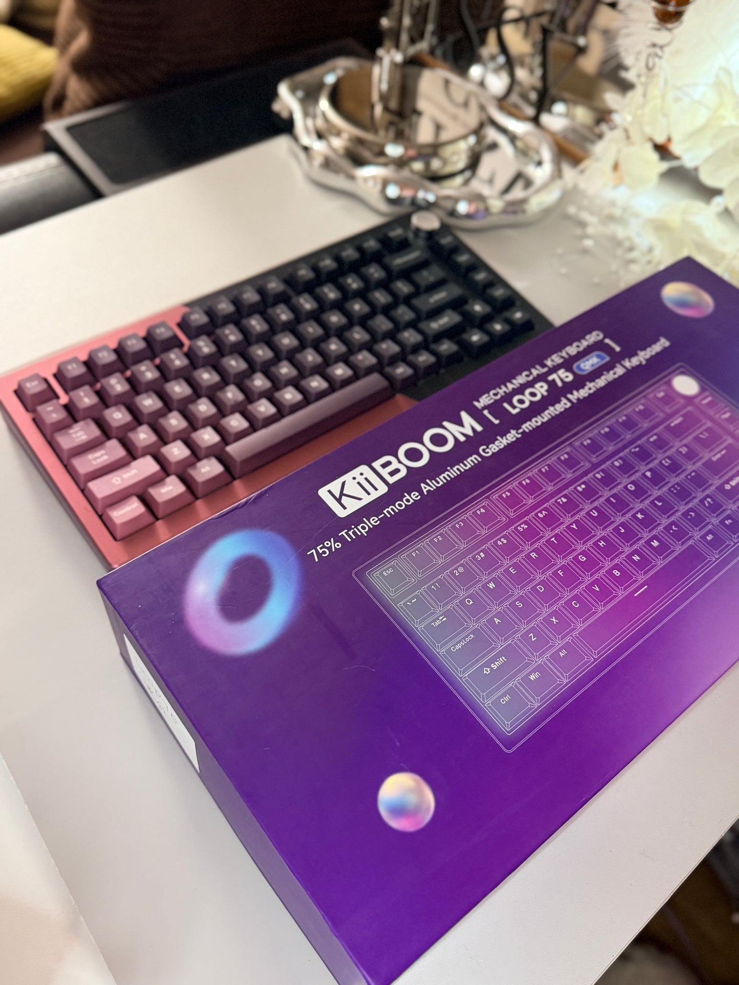 Unboxing For SALEs LOOP75 Aluminum Mechanical Keyboard KiiBOOM Matcha Latte Switches