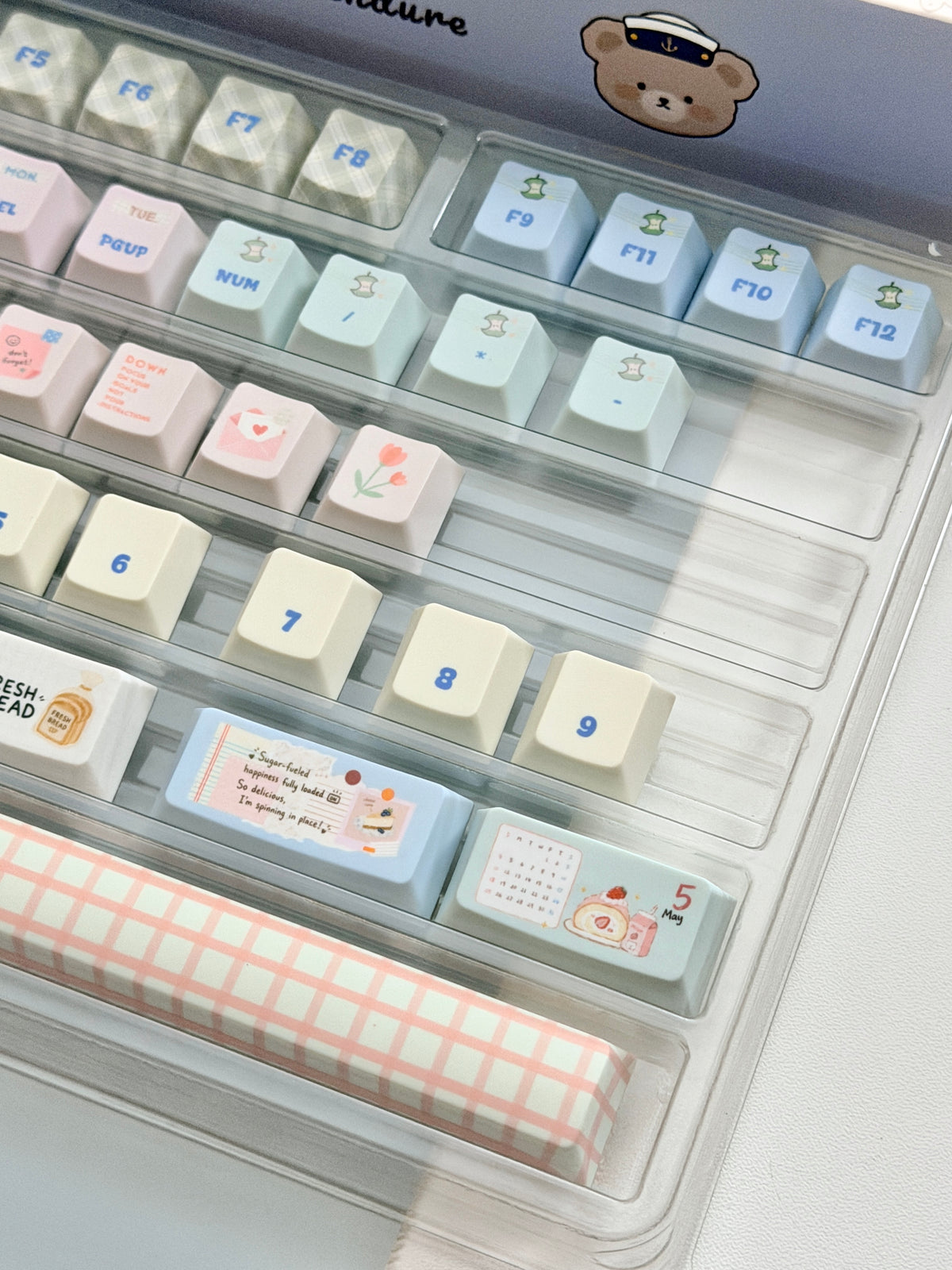 #0309 Love Journal Pastel Blue Creamy Aesthetic Keycaps Set | Cute Diary Theme Mechanical Keyboard Keycaps | Kawaii Office & Study Desk