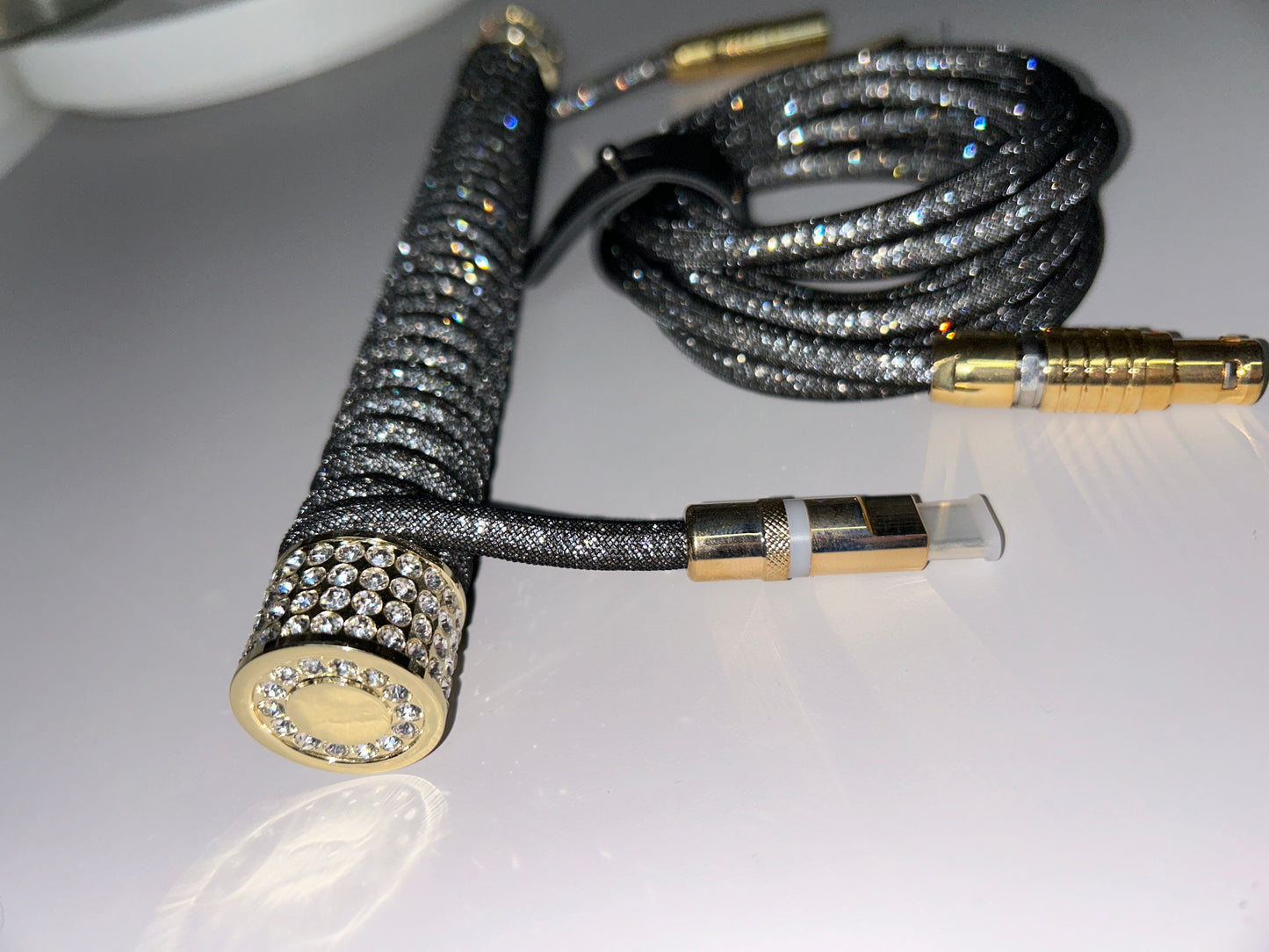 strawberryjam1986 diamond silver/gold coiled mechanical keyboard cable set