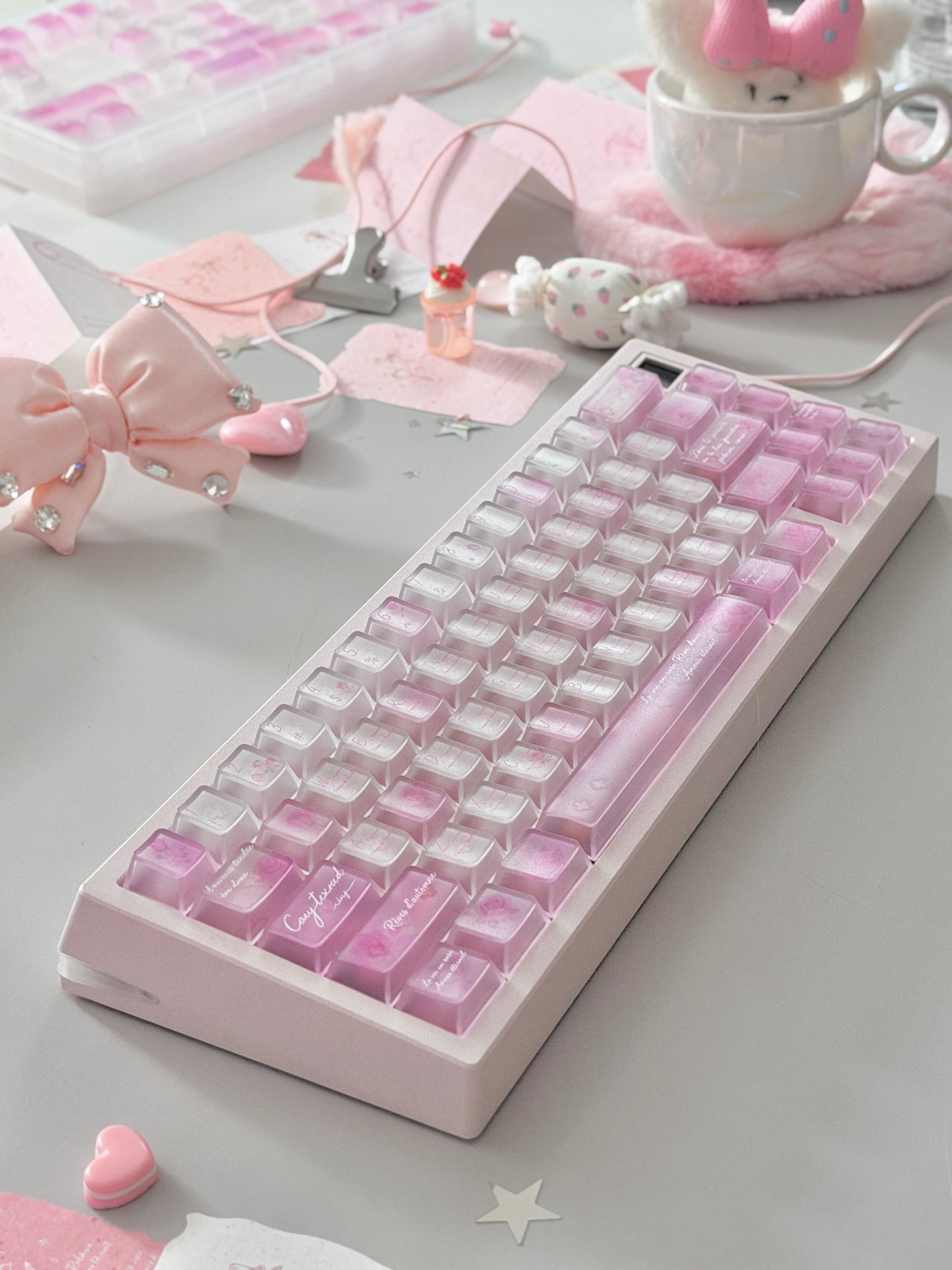 ONLY 1 Instock Prebuilt Aluminum Custom Mechanical Keyboard Meletrix ZOOM65V3 Pink Set