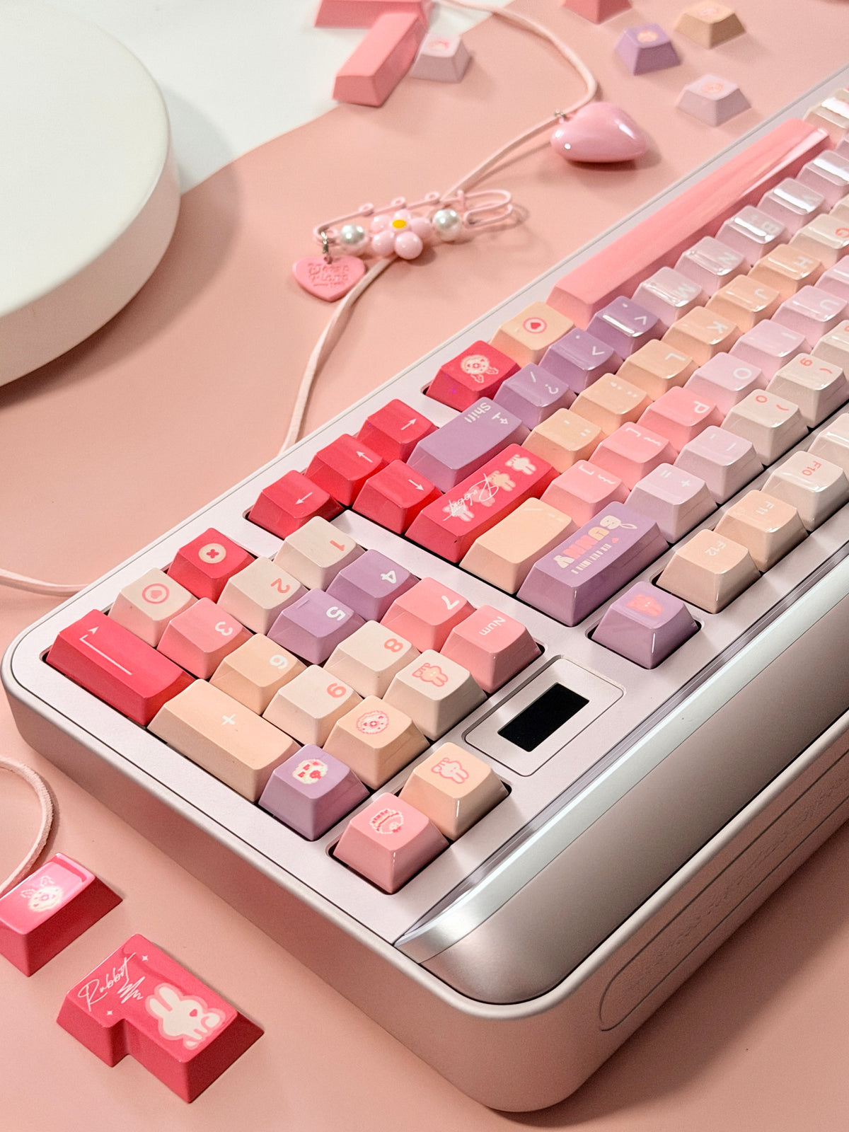ONLY 1 Instock Prebuilt Targa98 Anordized Pink Aluminum Custom Mechanical Keyboard