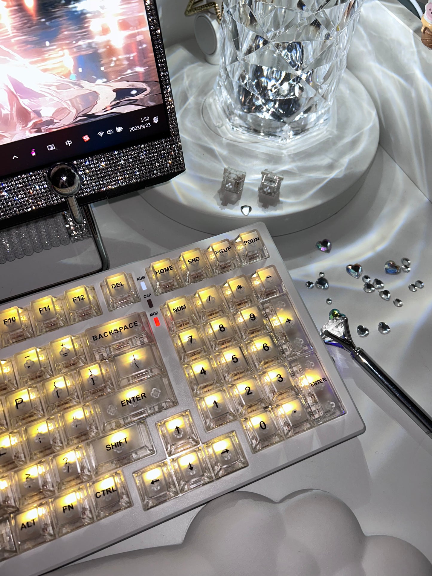 G98 Transparent Mechanical Keyboard Bluetooth Wireless Three-mode Wired RGB Hot-swappable Gasket