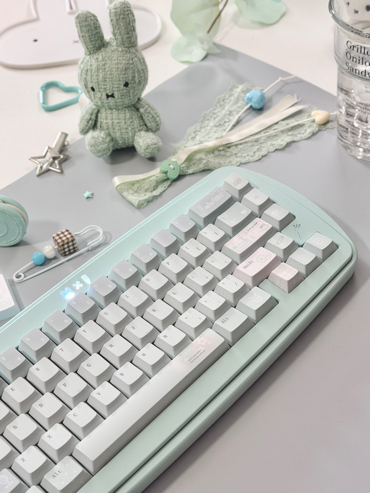 #0305 Ice Mint Jelly Keycaps | Pastel Blue Mint Mechanical Keyboard Keycaps