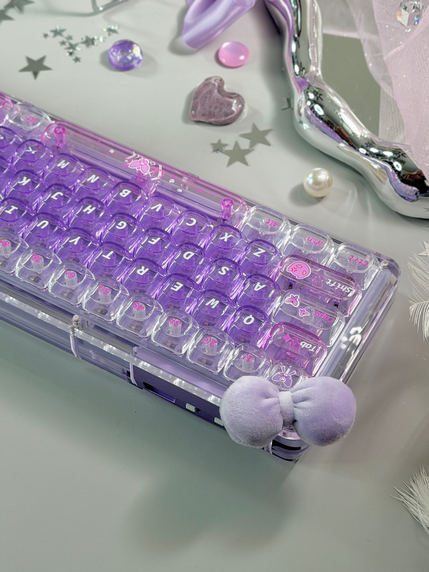 Unboxing Sample For Sale ONLY 1 Instock KiiBOOM Phantom 64 Crystal Acrylic Keyboard + custom Keycaps