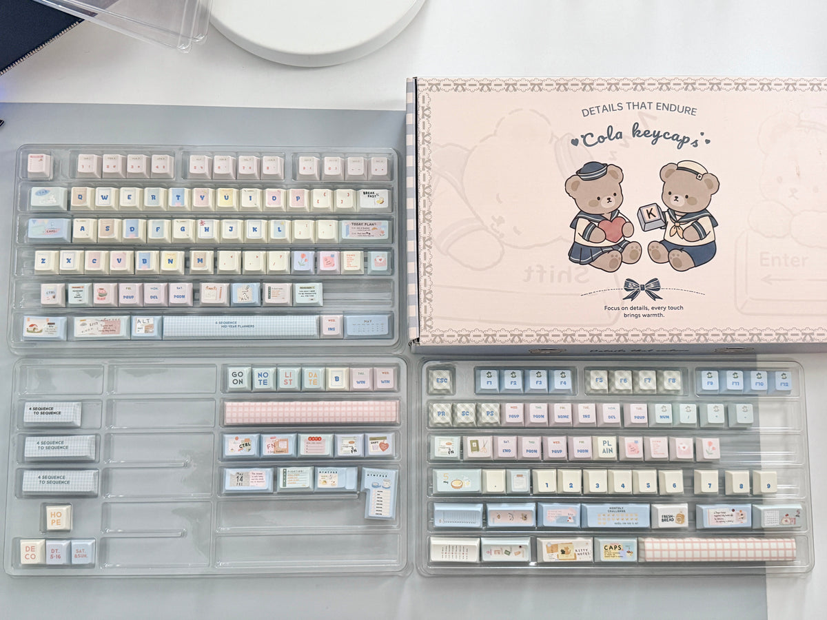 #0309 Love Journal Pastel Blue Creamy Aesthetic Keycaps Set | Cute Diary Theme Mechanical Keyboard Keycaps | Kawaii Office & Study Desk