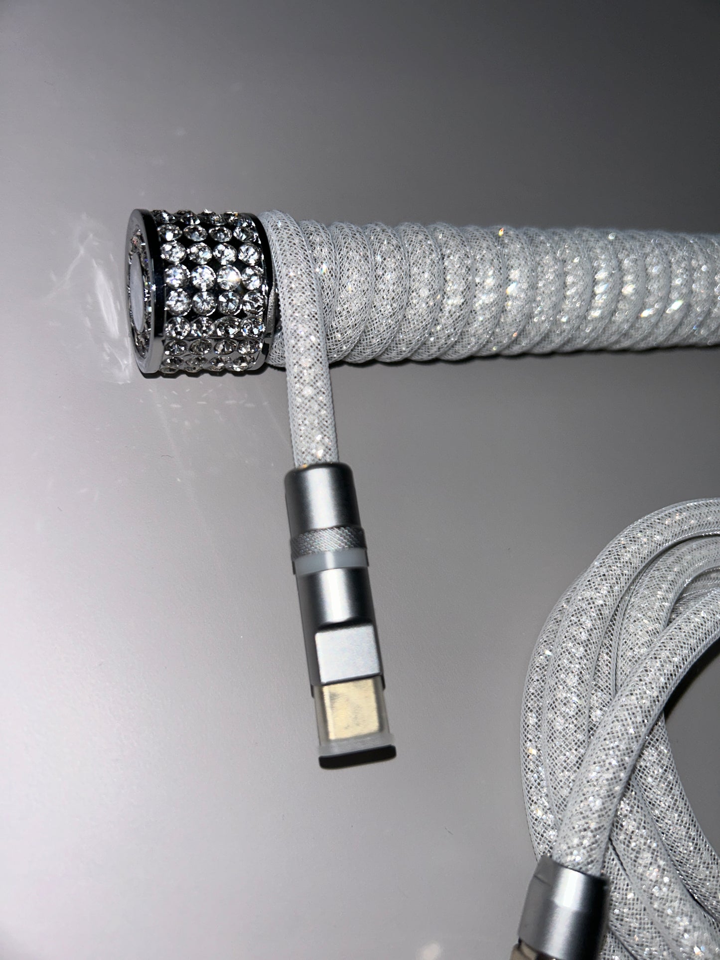 strawberryjam1986 diamond silver/gold coiled mechanical keyboard cable set