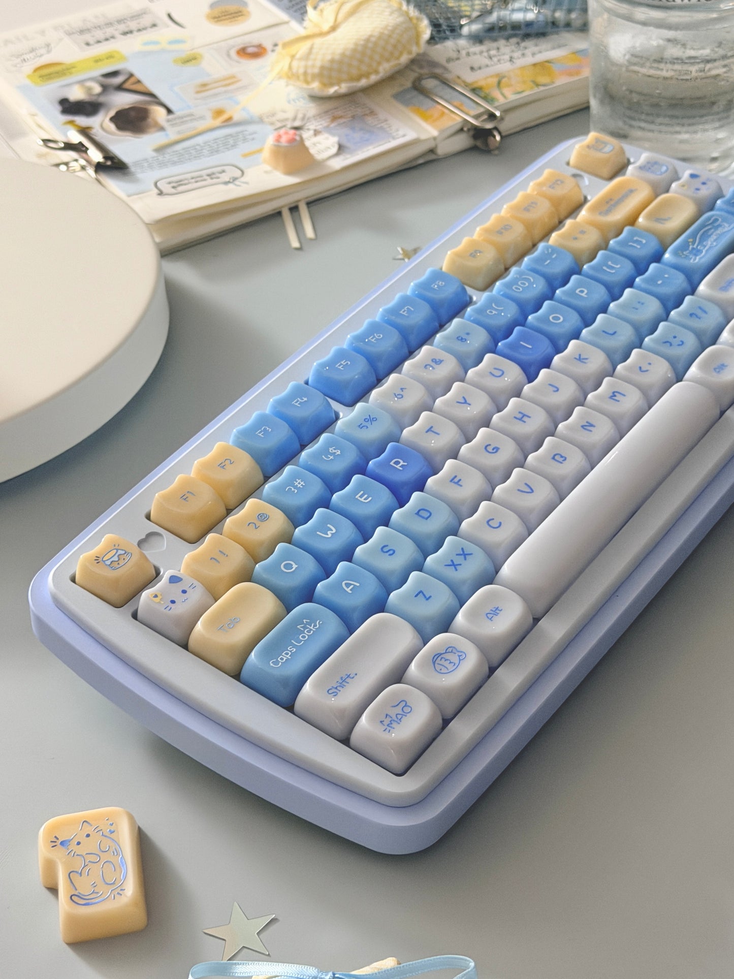 ONLY 1 Instock Prebuilt Aluminum Custom Mechanical Keyboard Yummy75 Blue Set
