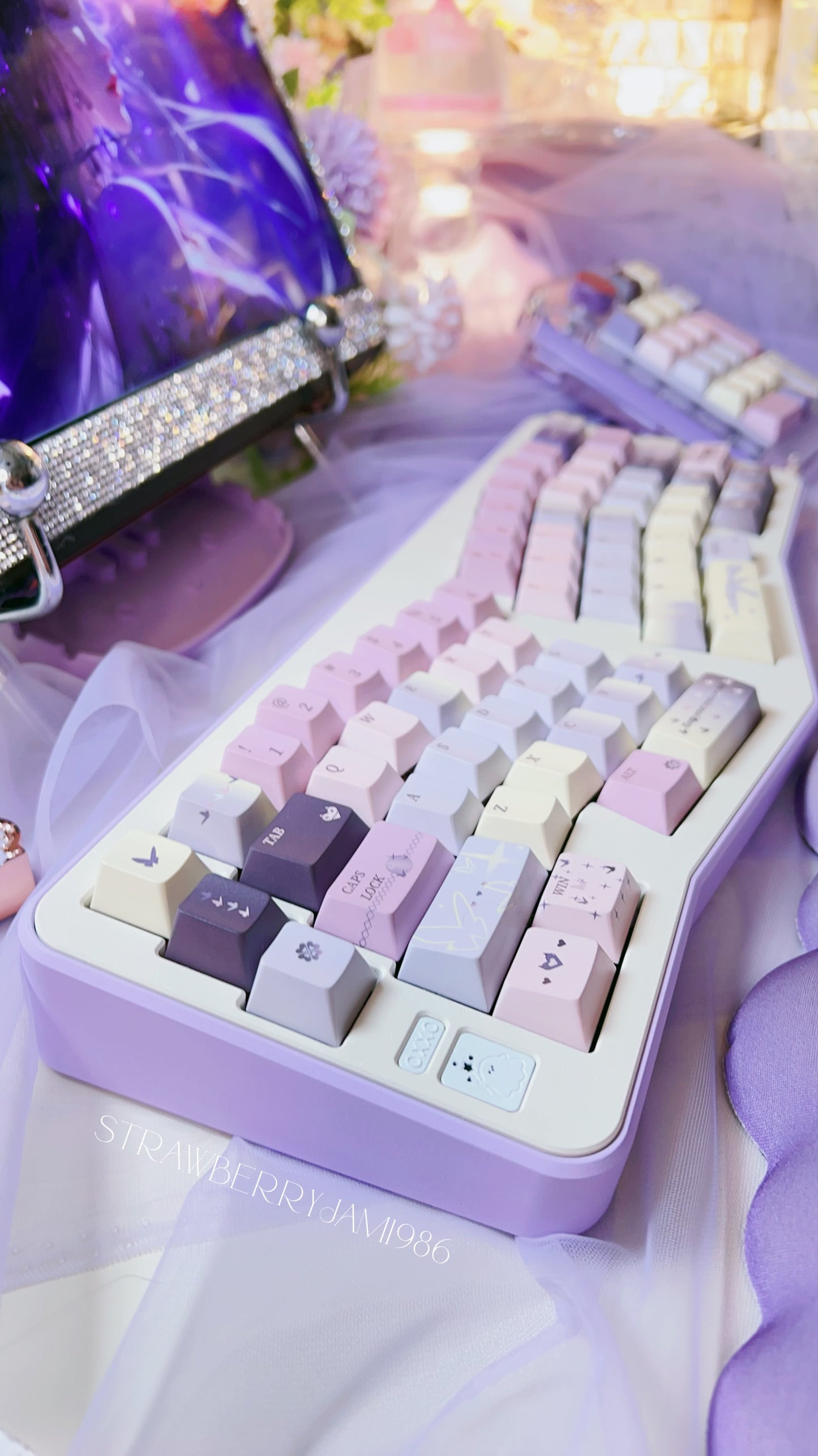 【Preorder】 Prebuild MAEWA LAB AHOLLC Purple Beige Ergonomic Aluminum Customized Mechanical Keyboard