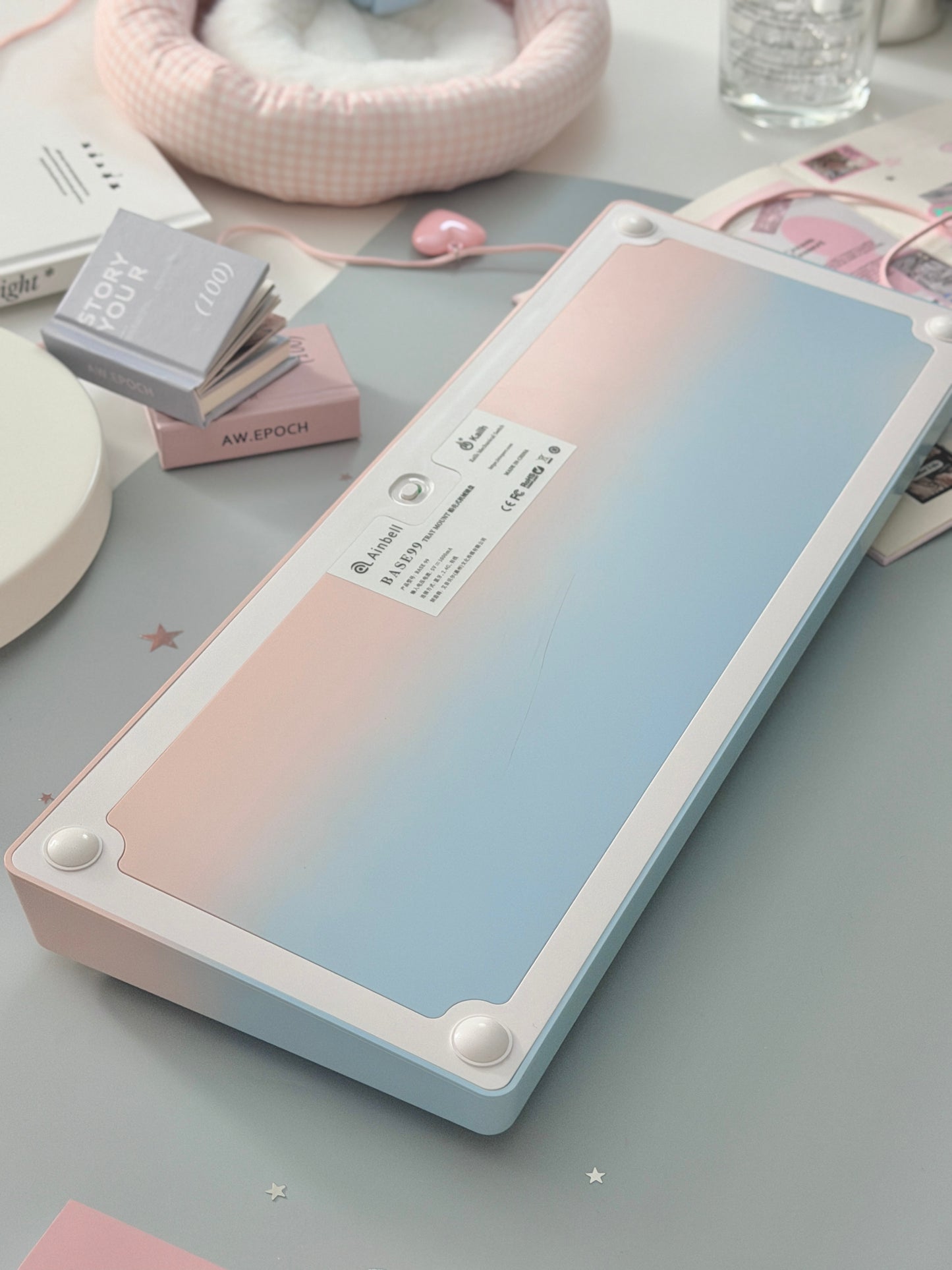Unboxing Sample For Sales ONLY 1 Instock ainbell base99 pale pink Blue Bear RGB Backlit wireless mechanical keyboard