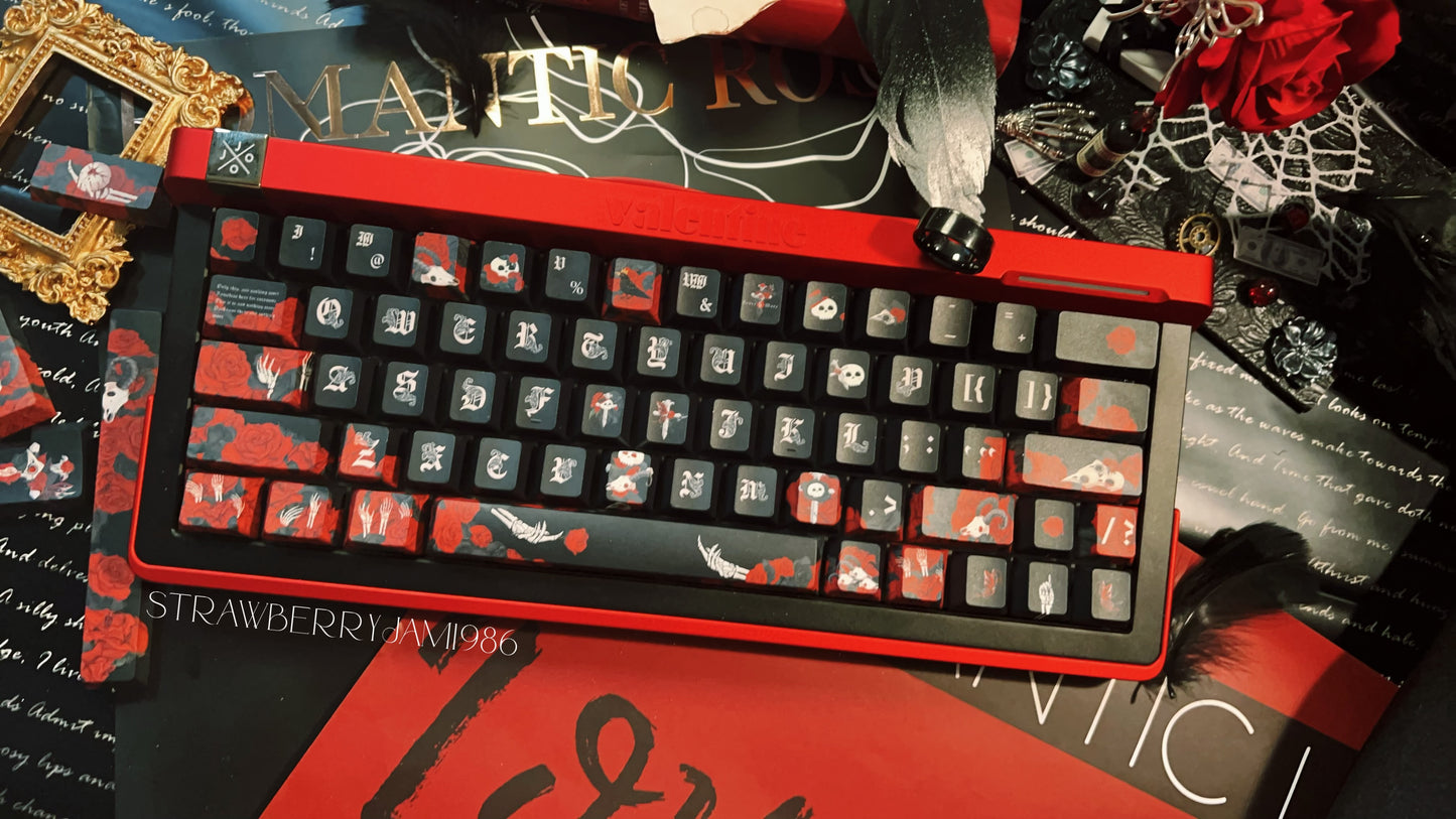 【Only 1 In-stock】Prebuilt JOJO R63 Black Red Gothic Themed Skeleton Rose  Aluminum Customized Mechanical Keyboard