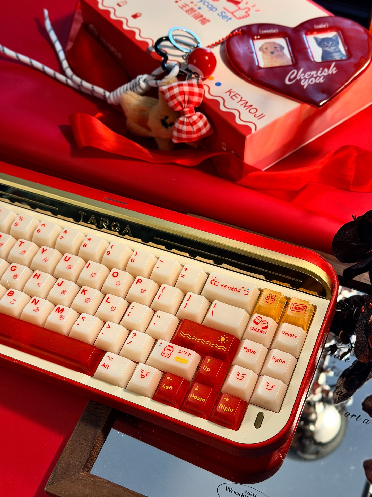 ONLY 1 Instock Prebuilt Aluminum Custom Mechanical Keyboard Targa65 Red Gold Set