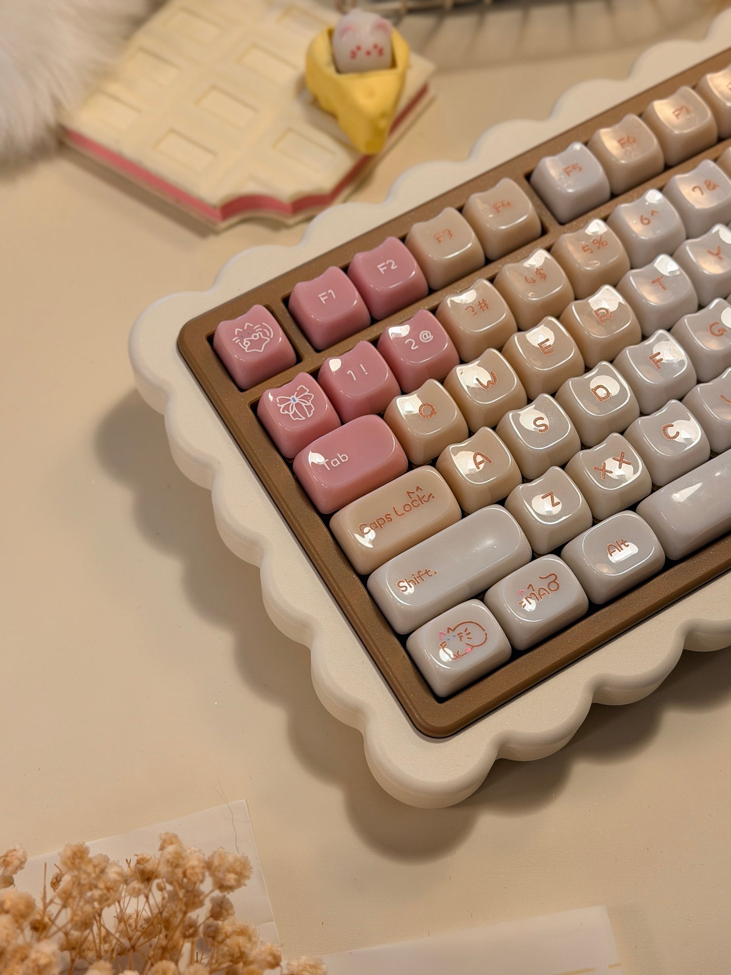 ONLY 1 Instock Prebuilt Aluminum Custom Mechanical Keyboard Cookie75 & Toast Pad Set