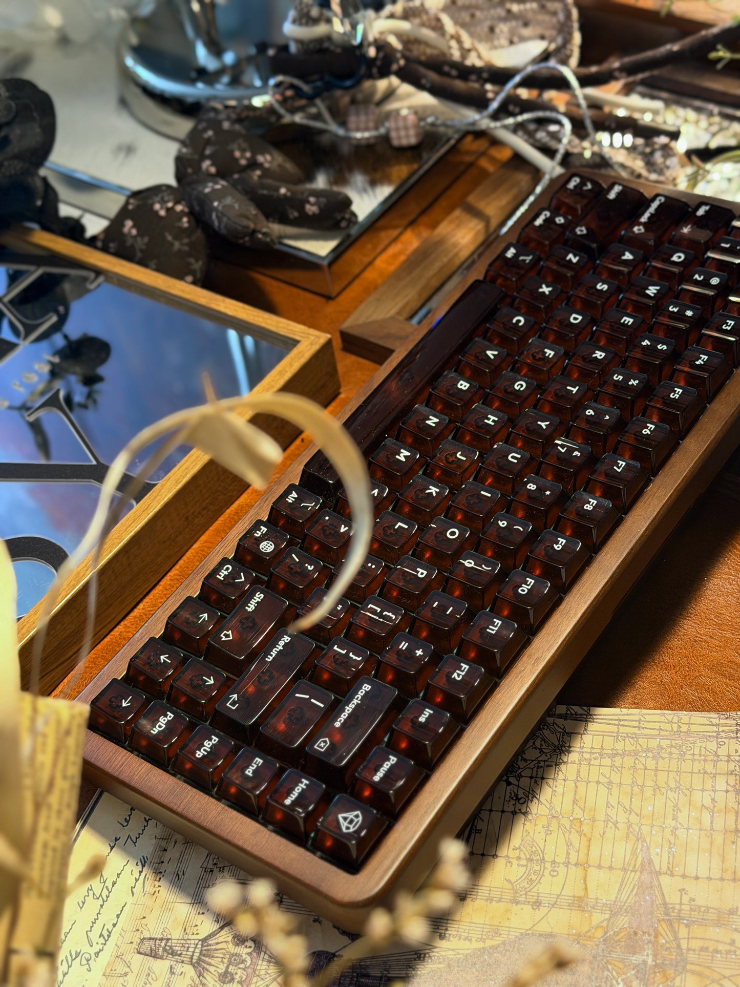 Unboxing Clearance ONLY 1 Instock WOMIER WD75 WIRELESS WOODEN KEYBOARD ➕ lelelab Lele Gems Crystal Keycaps