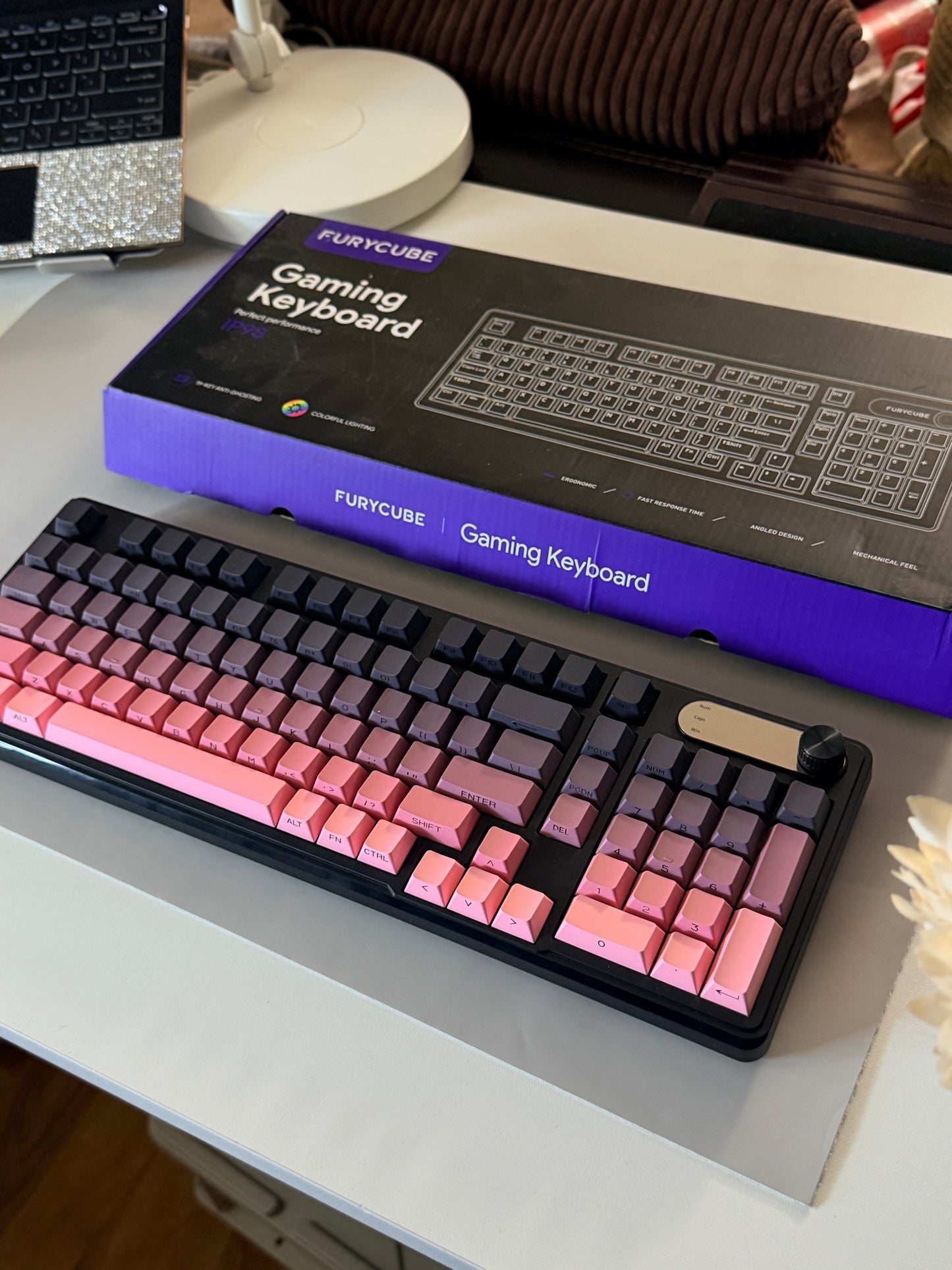 Unboxing Clearance ONLY 1 Instock FURYCUBE IP98 Black Pink Silent Membrane Keyboard