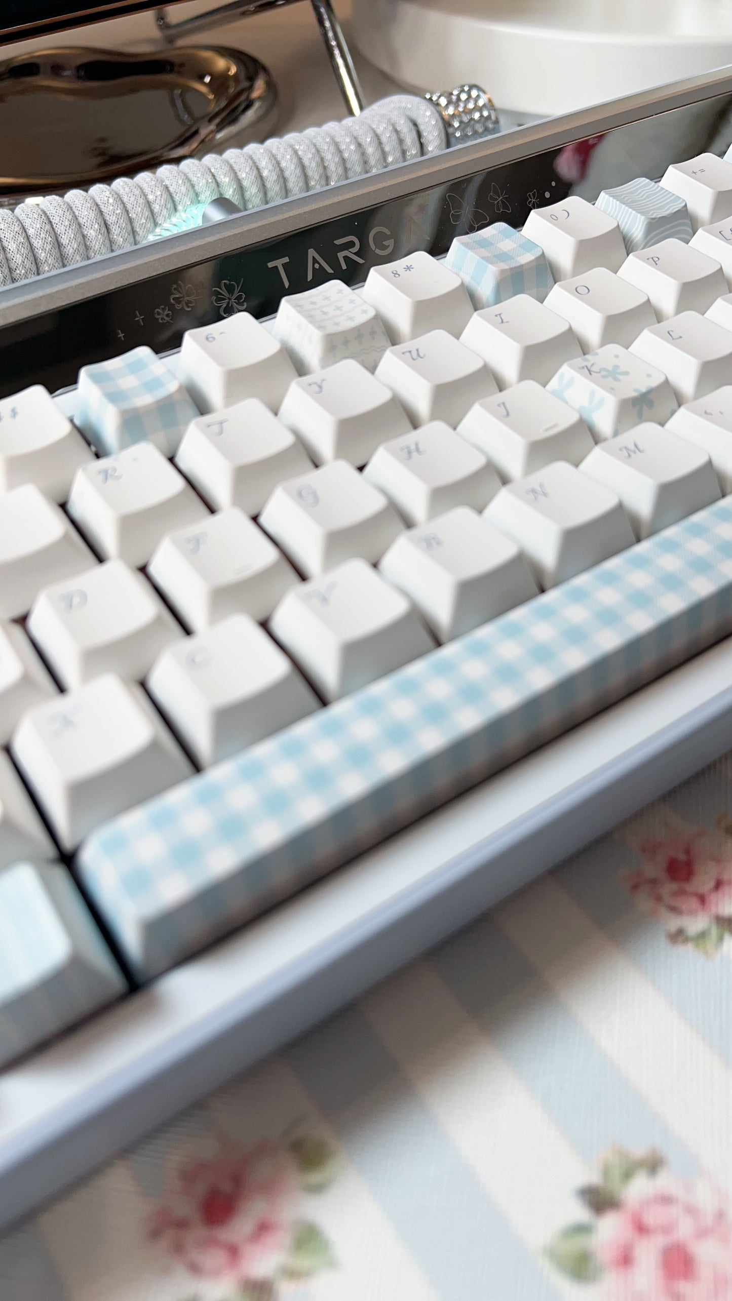 080 Pastel Blue Lace Love Poem Keycap Cherry Profile Design Mocoo