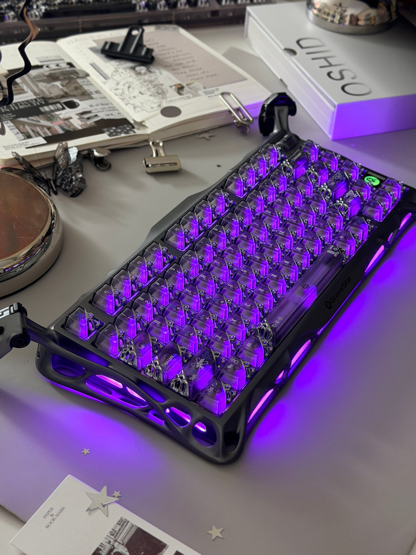 Unboxing Clearance ONLY 1 GravaStar Mercury K1 Pro - Interstellar Silver Mechanical Keyboard  & QUANTUM HONEYCOMB KEYCAPS