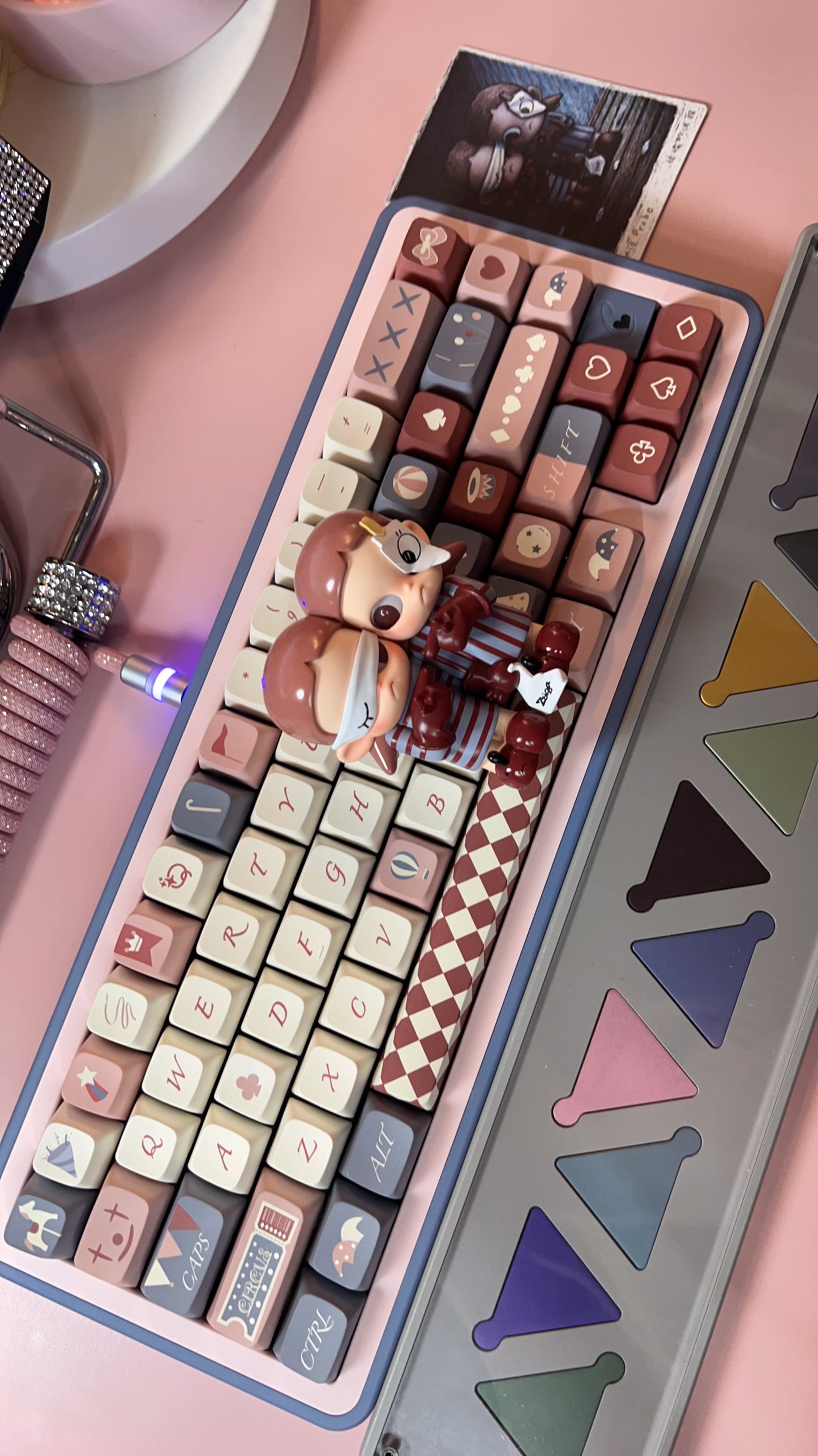 Wonderful Night of Circus Dusty Blue Dusty Rose Red Keycap Set