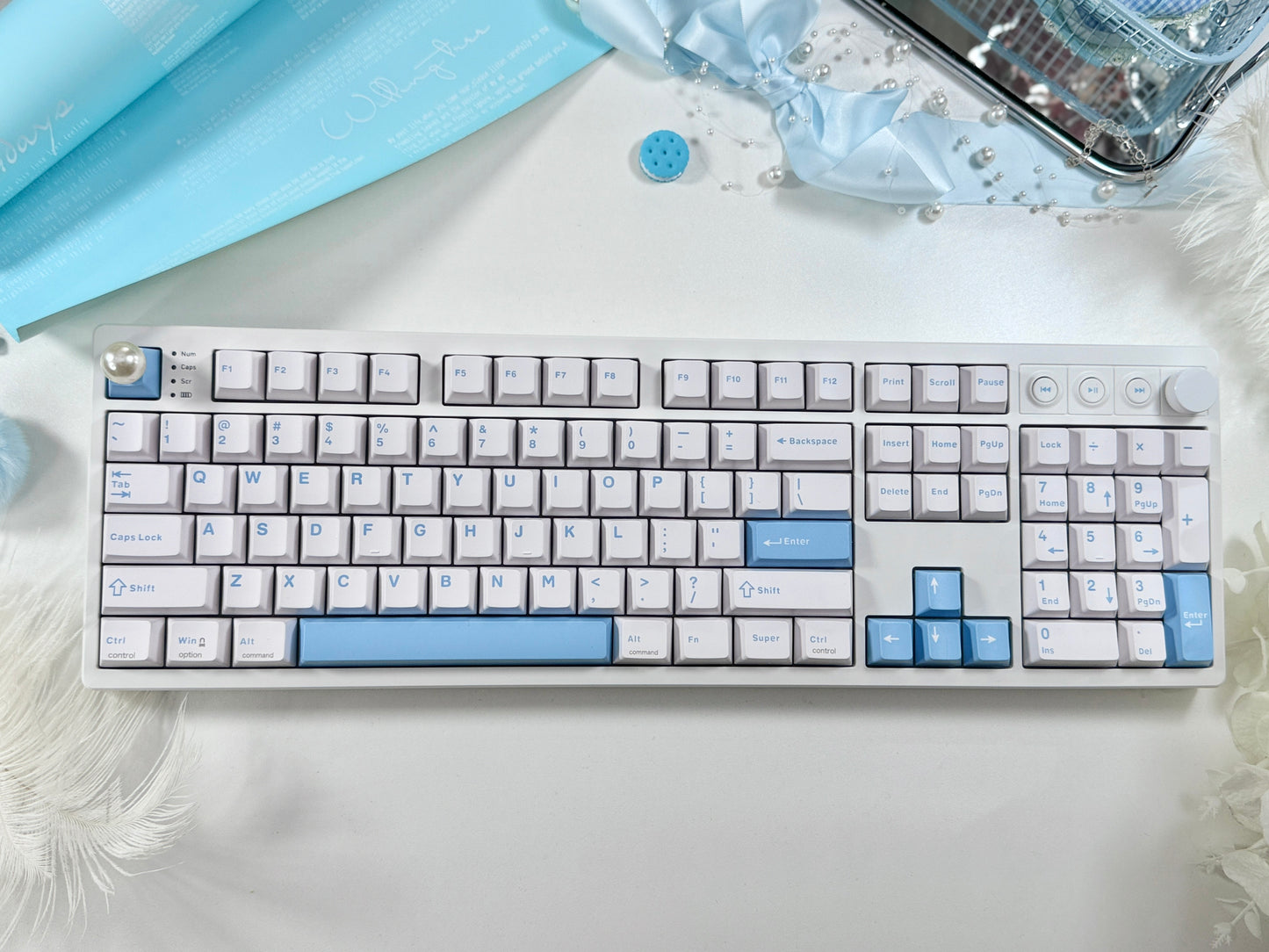 Unboxing For SALEs Mechlands Vibe108 Silent Switch Mechanical Keyboard White Blue