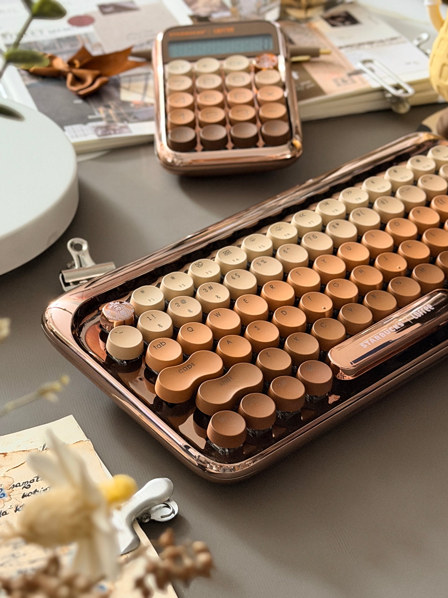 Lofree DOT Coffee Theme Mechanical Keyboard Set For Windows/Mac Tablet Office Bluetooth