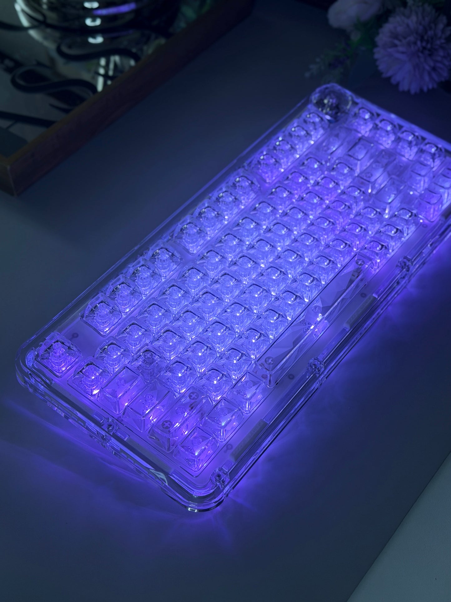 Unboxing Clearance FirstBlood B81 Transparent Mechanical Keyboard ➕ Winter Letter Keycaps（including B81 original clear Keycaps）