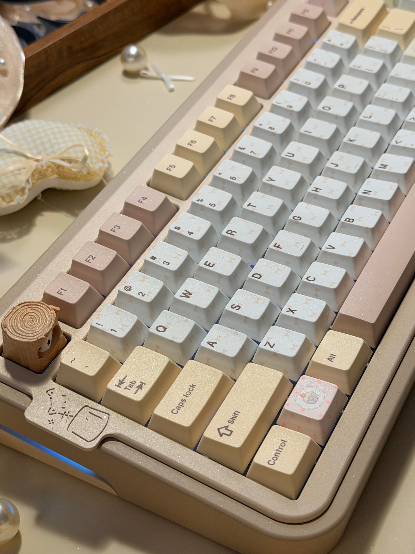 ONLY 1 Instock Cocomi80 Milk Tea Custom Mechanical Keyboard keyrialabs Keycaps Set