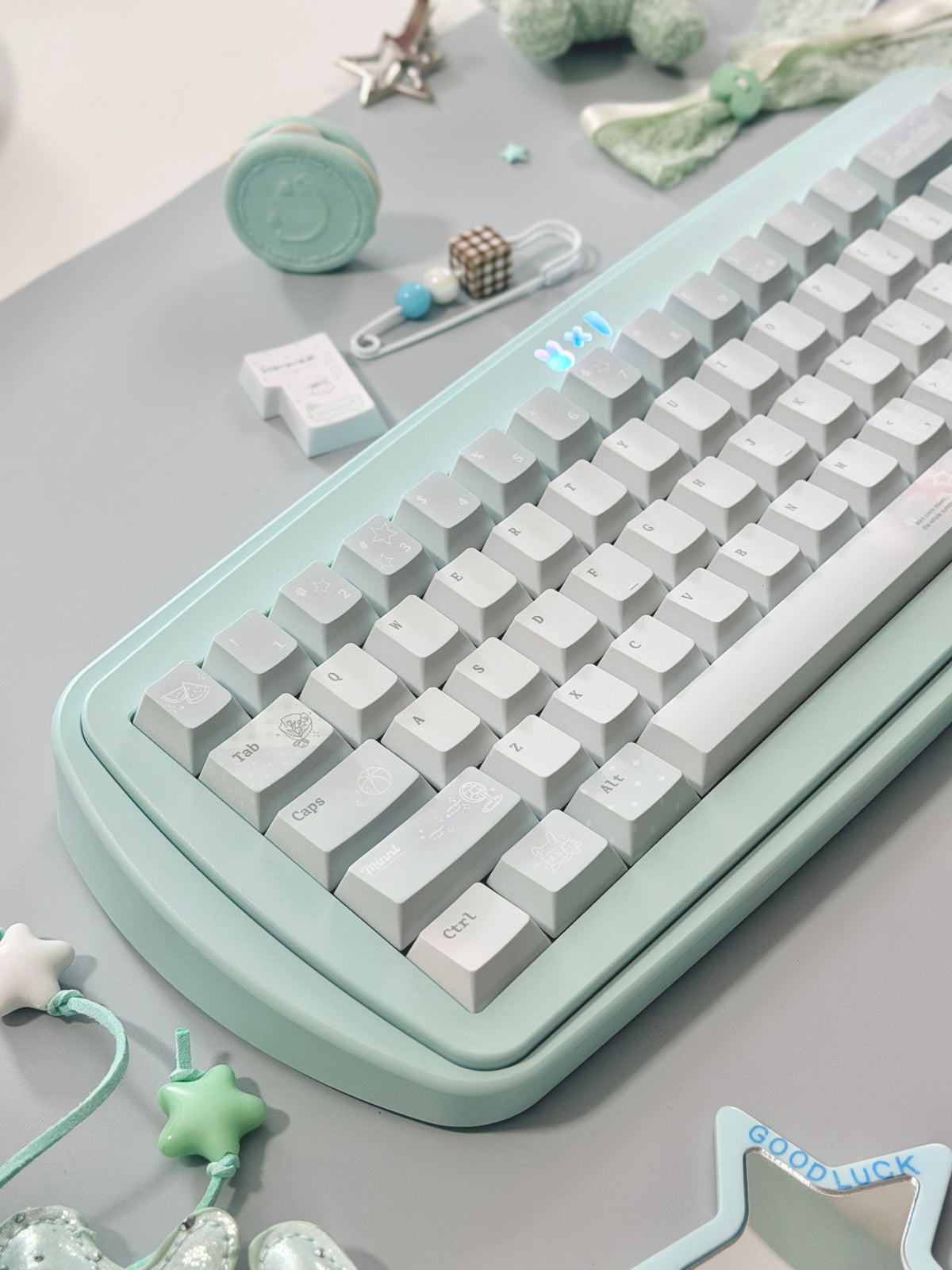 #0305 Ice Mint Jelly Keycaps | Pastel Blue Mint Mechanical Keyboard Keycaps