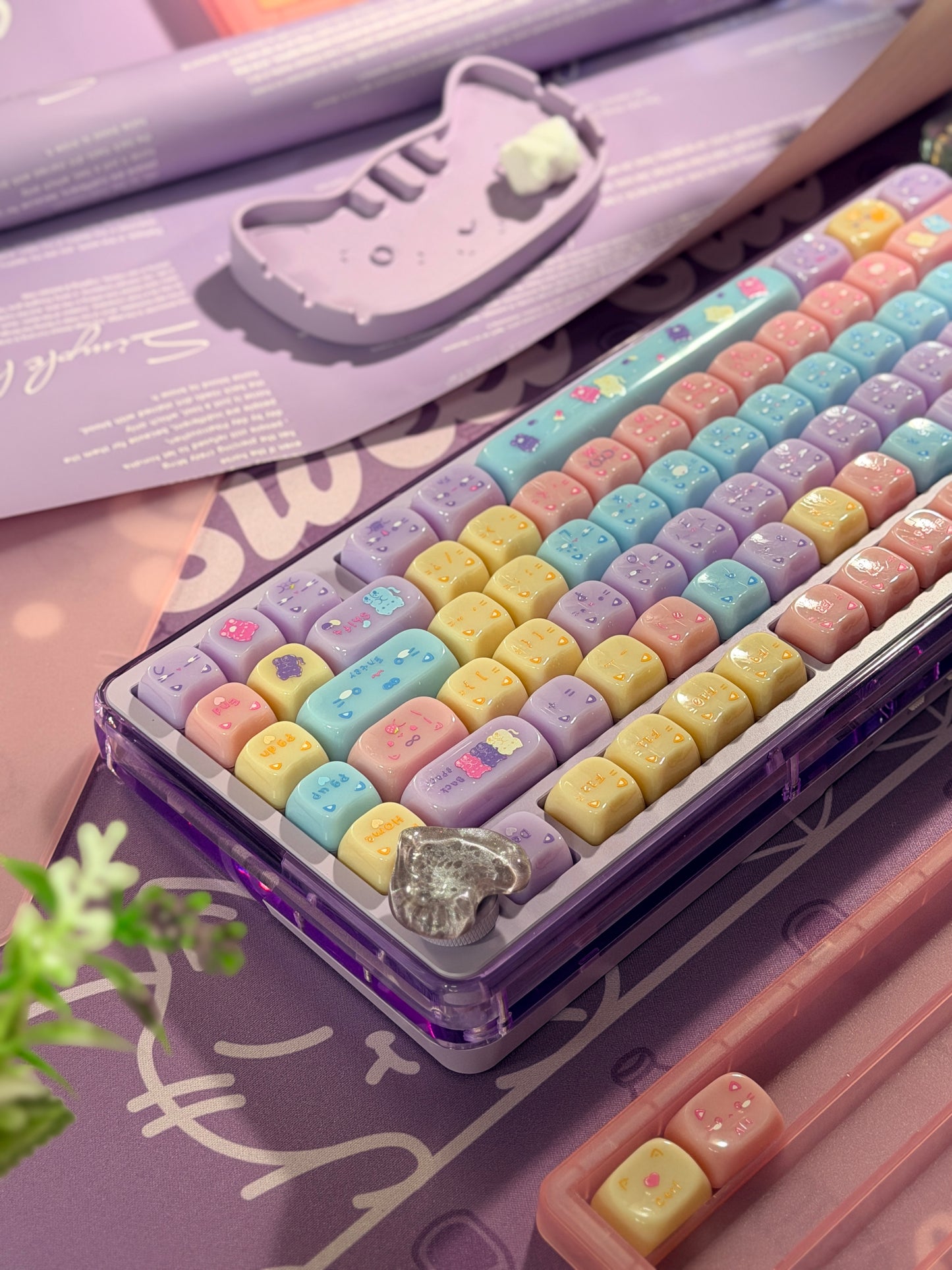 Unboxing Clearance ONLY 1 Instock Meow Pudding PC Keycap Set ➕KiiBOOM Breeze75 Purple Mechanical Keyboard ➕ Phantom 21 Number Pad