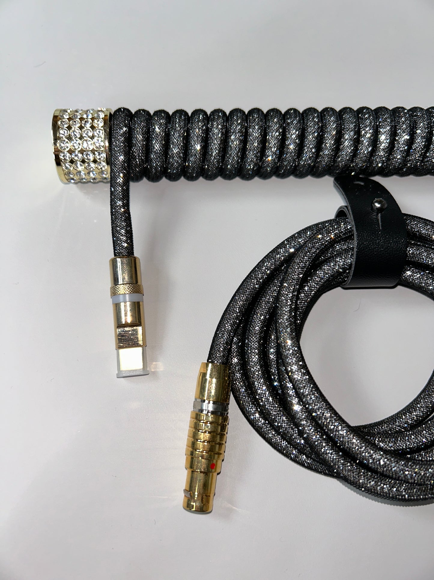 strawberryjam1986 diamond silver/gold coiled mechanical keyboard cable set